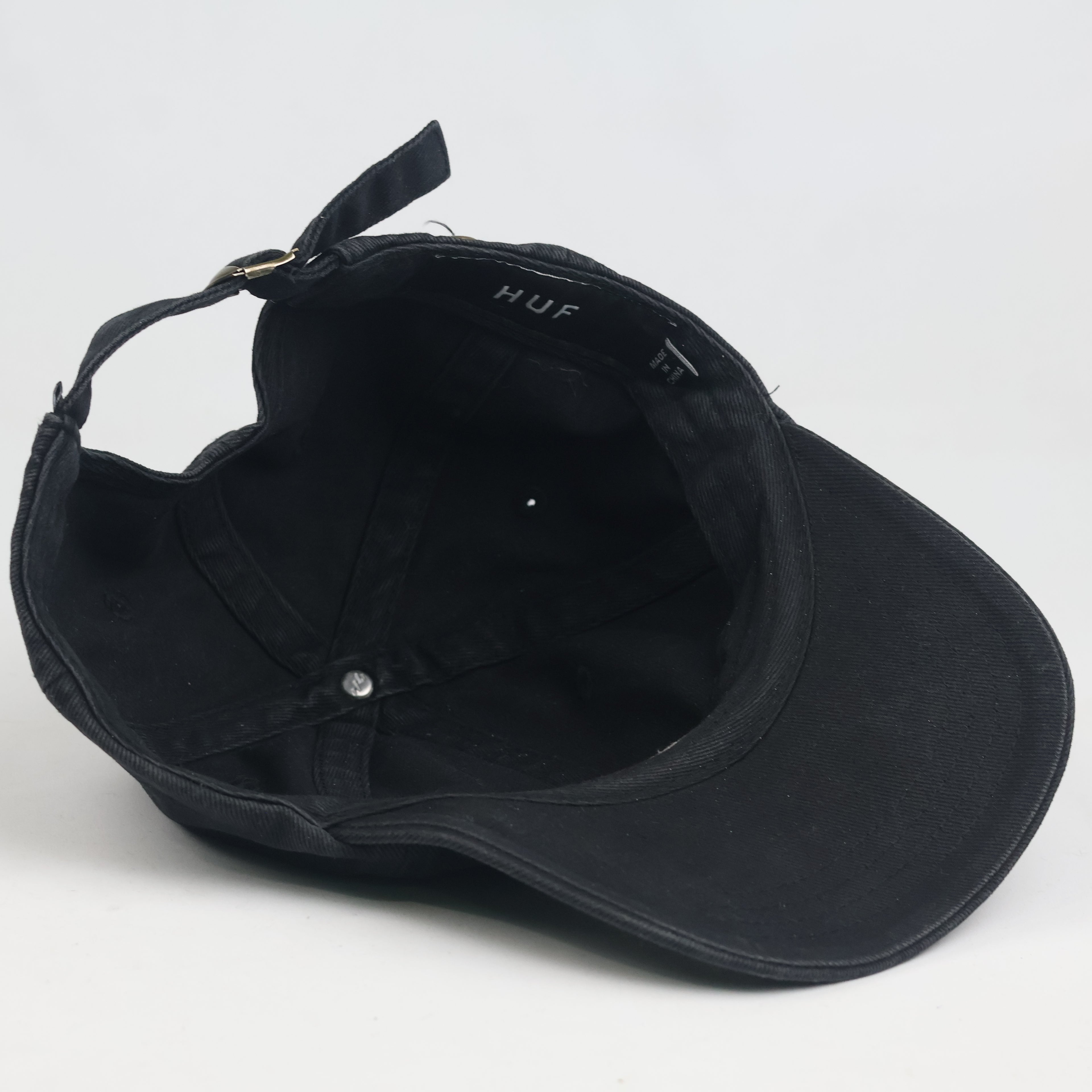HUF Worldwide Triple Triangle Logo Baseball Cap - Black Washed Cotton Hat