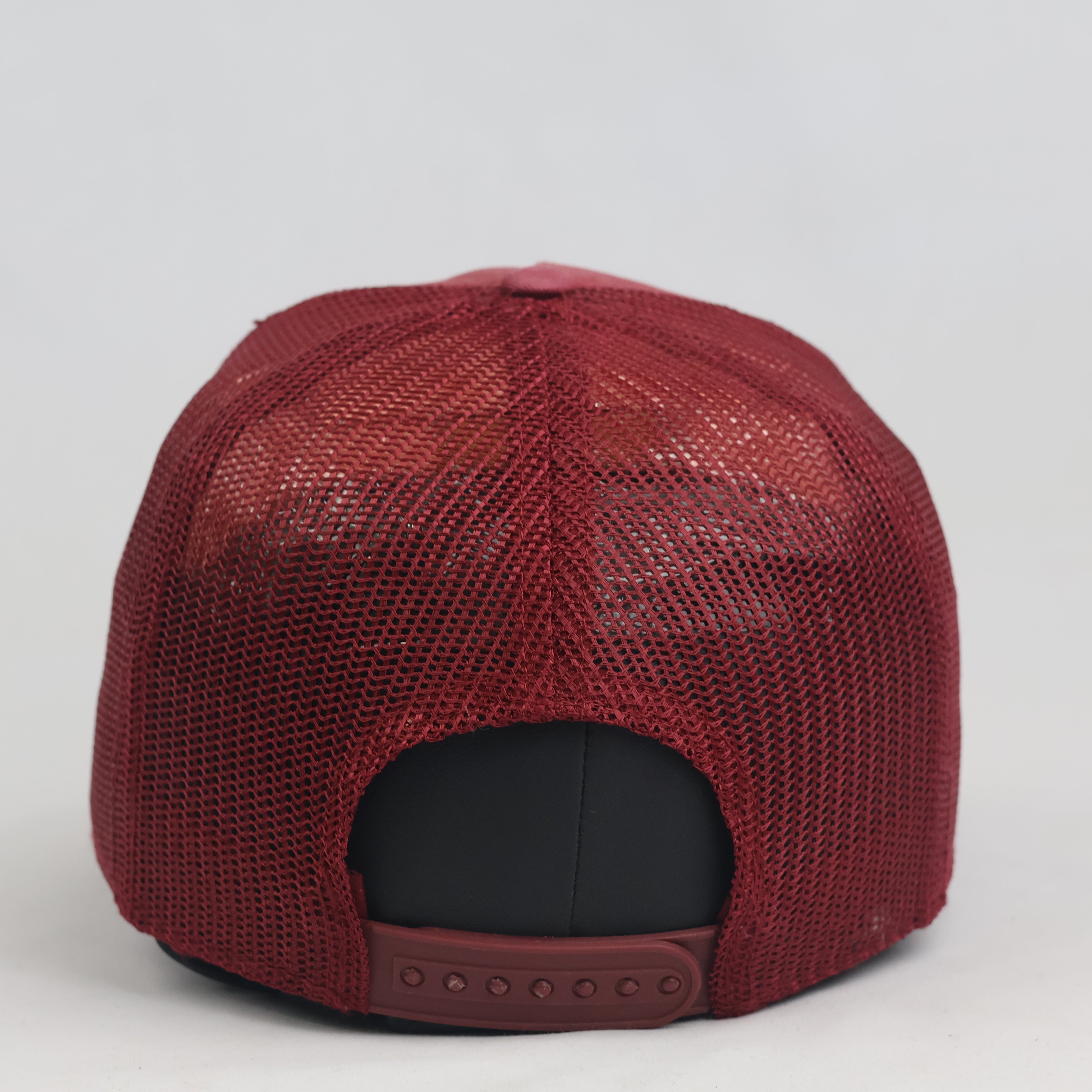 Thrifted Vintage Belza Surf Shop Biarritz Maroon Trucker Hat | Curved Brim Mesh