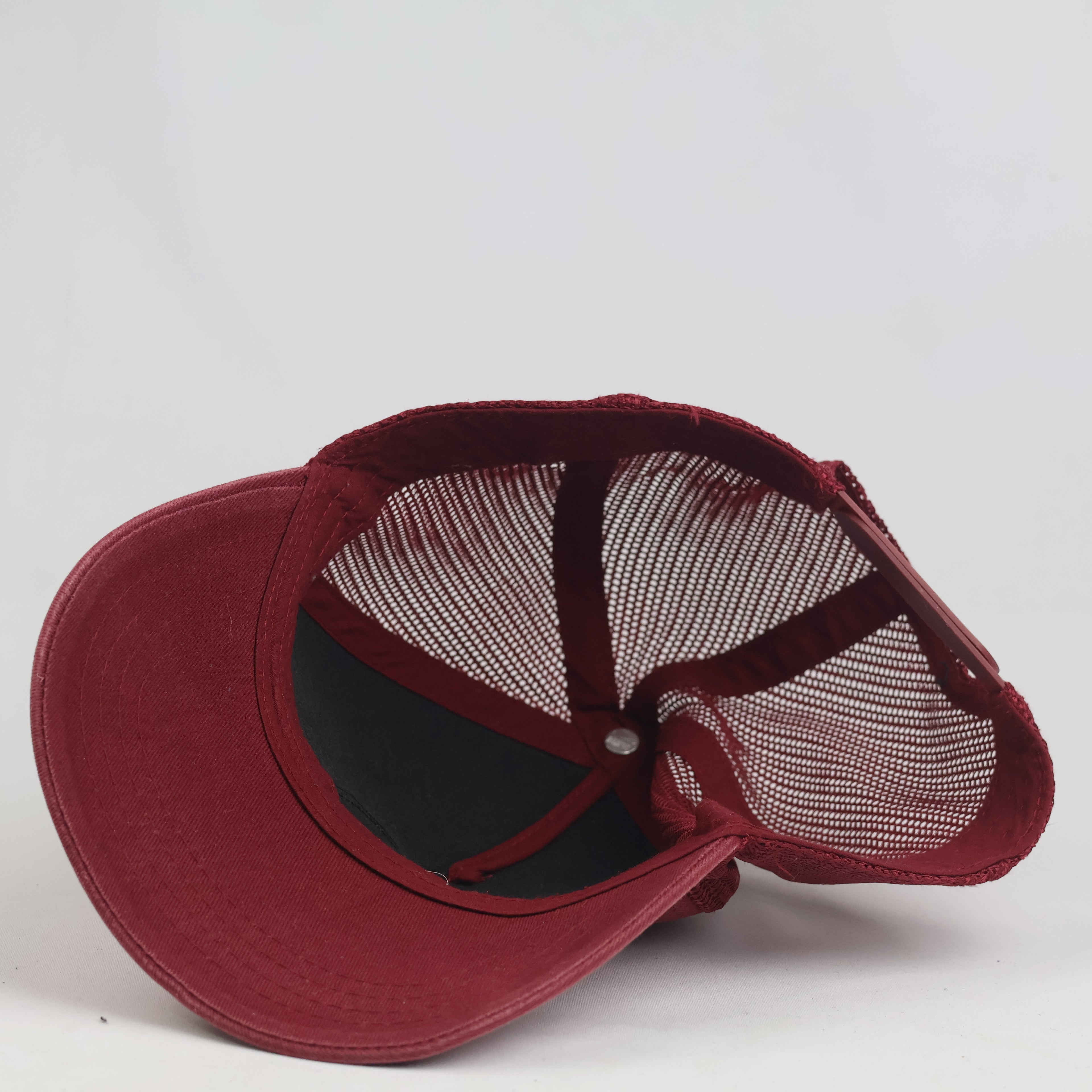 Thrifted Vintage Belza Surf Shop Biarritz Maroon Trucker Hat | Curved Brim Mesh