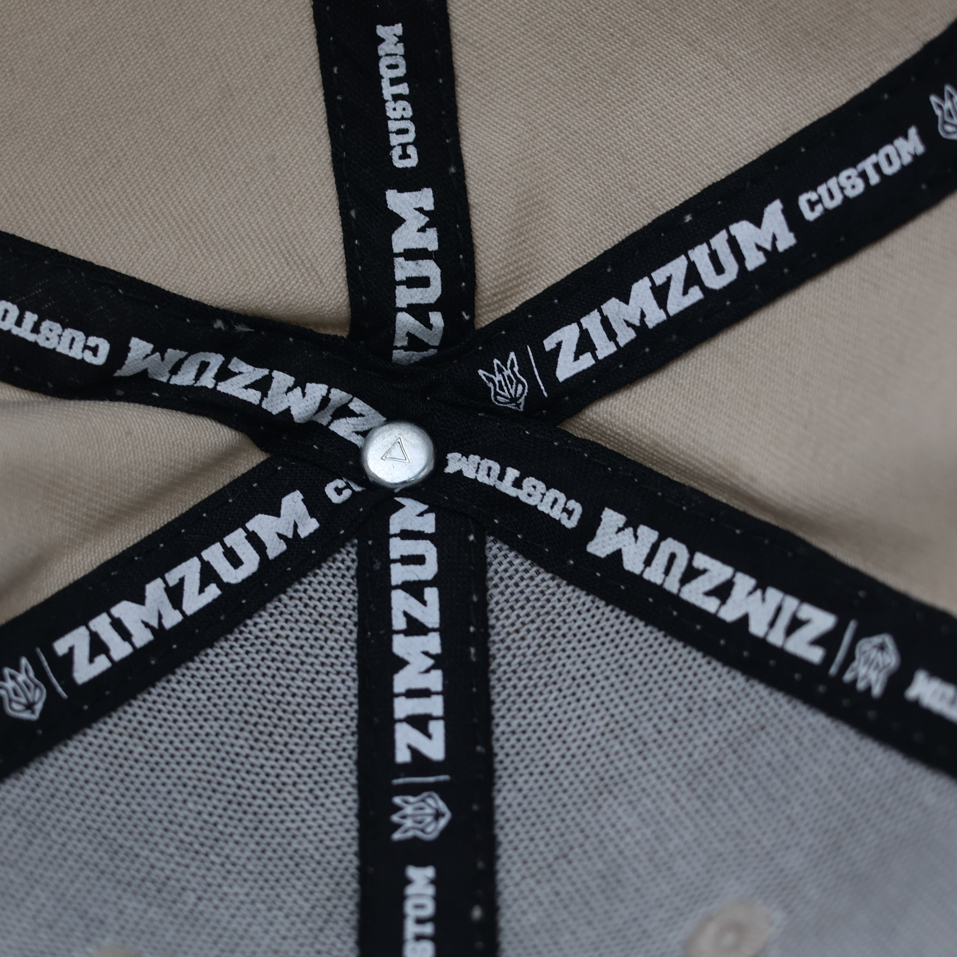 Vintage Zimzum Custom Embroidered Baseball Thrifted Cap - Beige Khaki