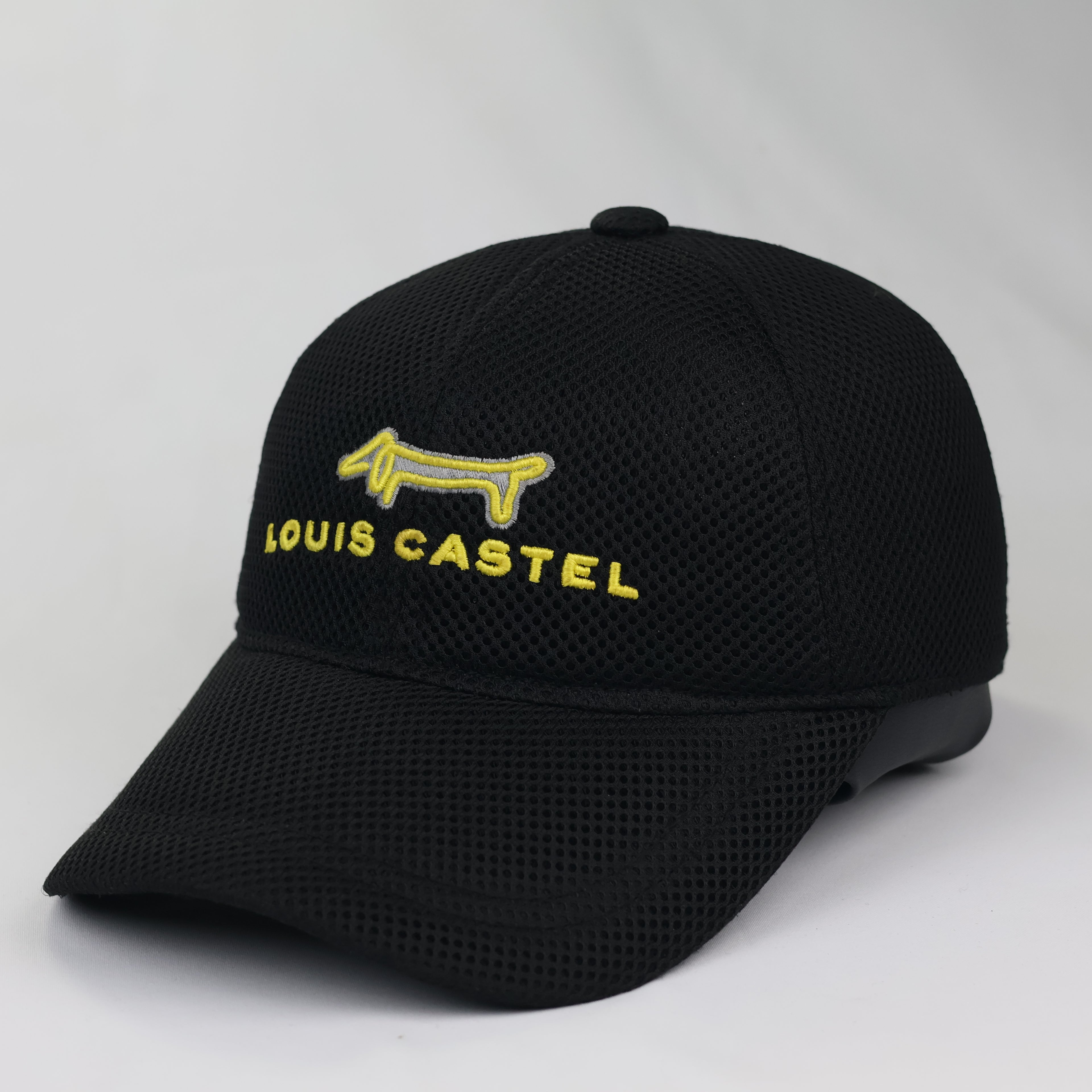 Louis Castel Paris Embroidered Mesh Baseball Thrifted Cap - Black