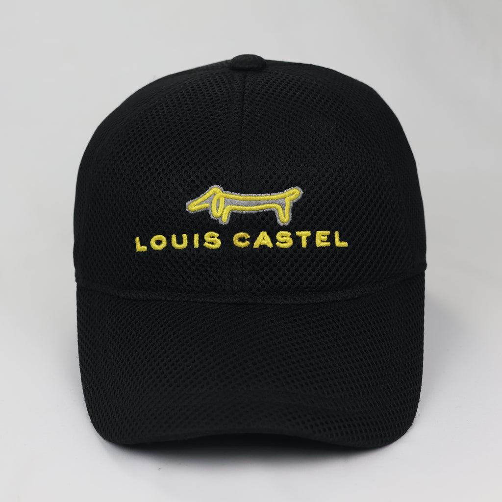 Louis Castel Paris Embroidered Mesh Baseball Thrifted Cap - Black