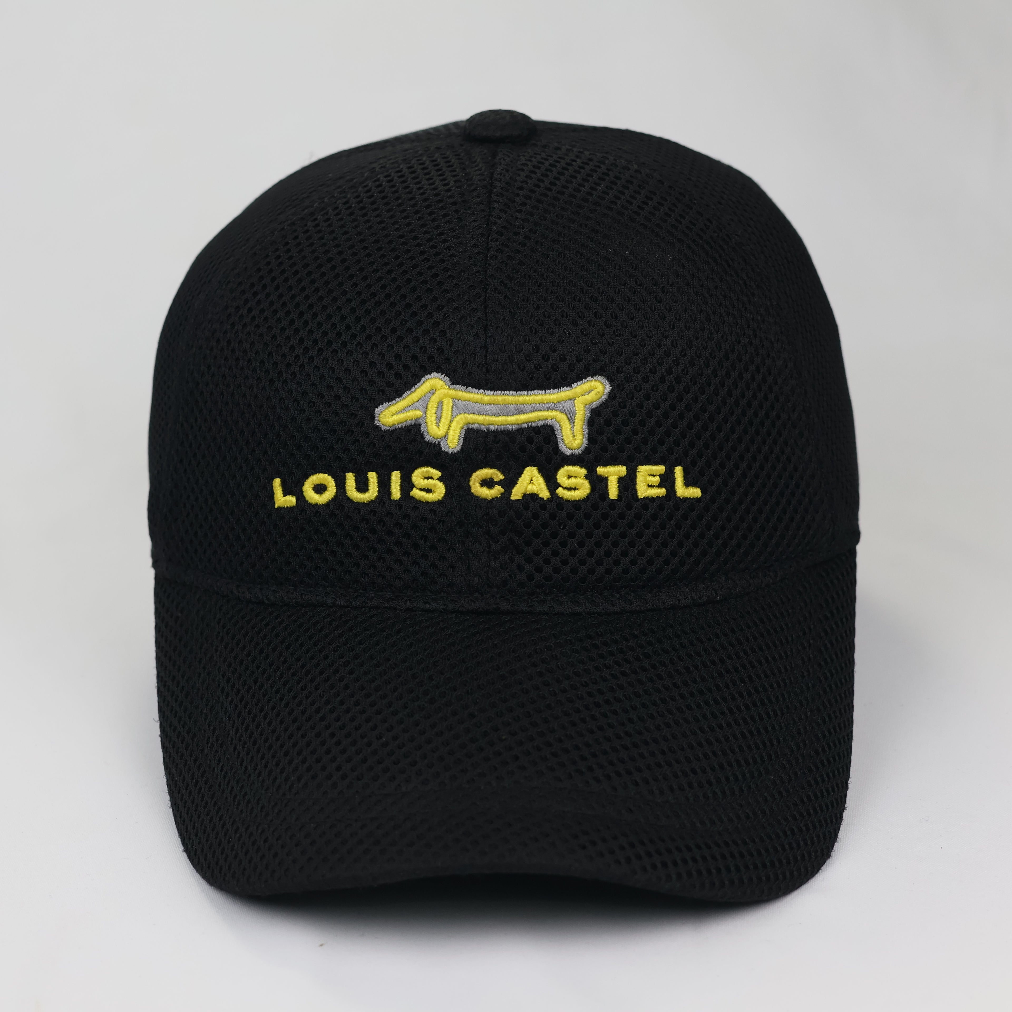 Louis Castel Paris Embroidered Mesh Baseball Thrifted Cap - Black