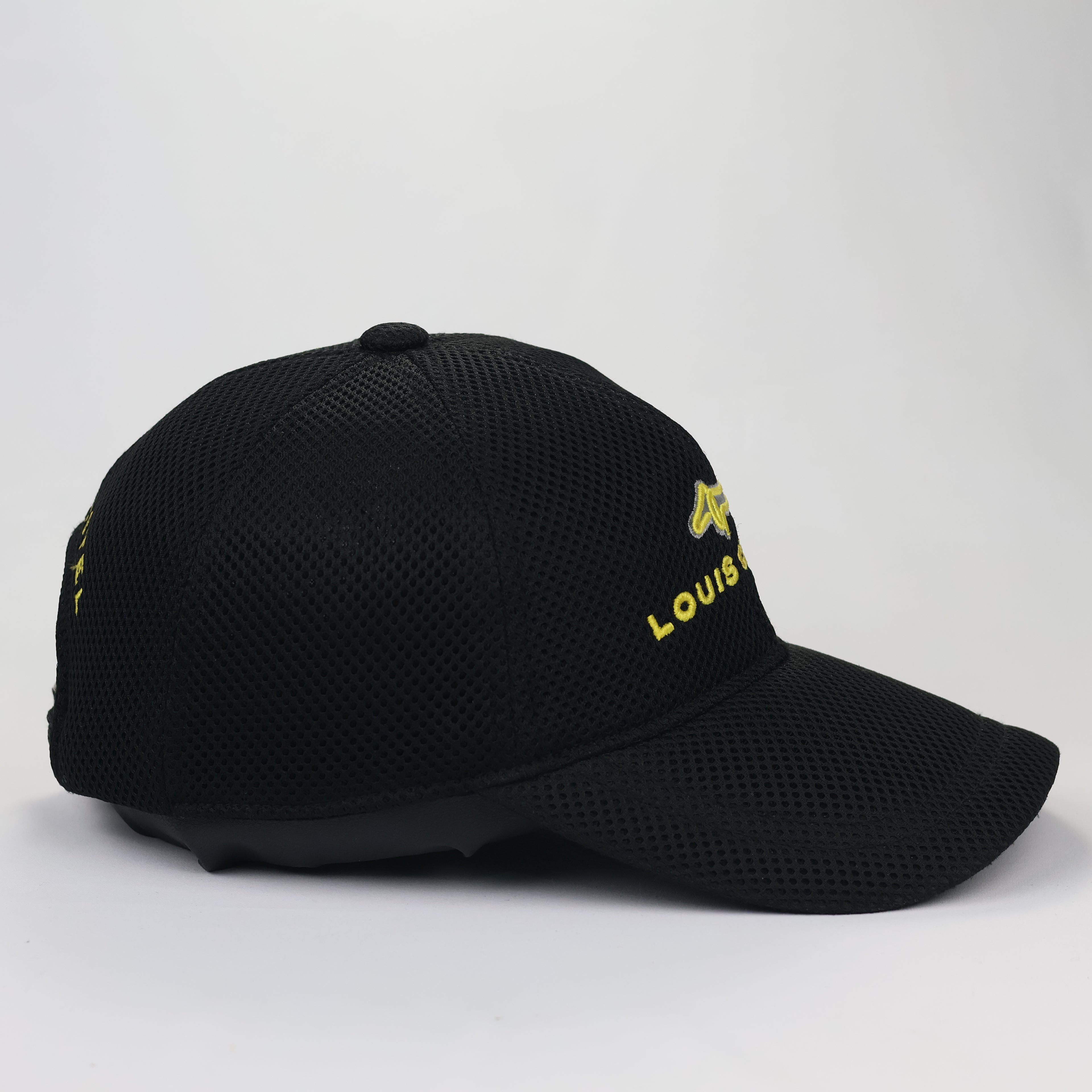 Louis Castel Paris Embroidered Mesh Baseball Thrifted Cap - Black