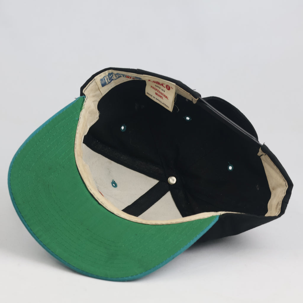Vintage Miami Dolphins Annco NFL Snapback Hat | Black Teal Green Bottom Cap