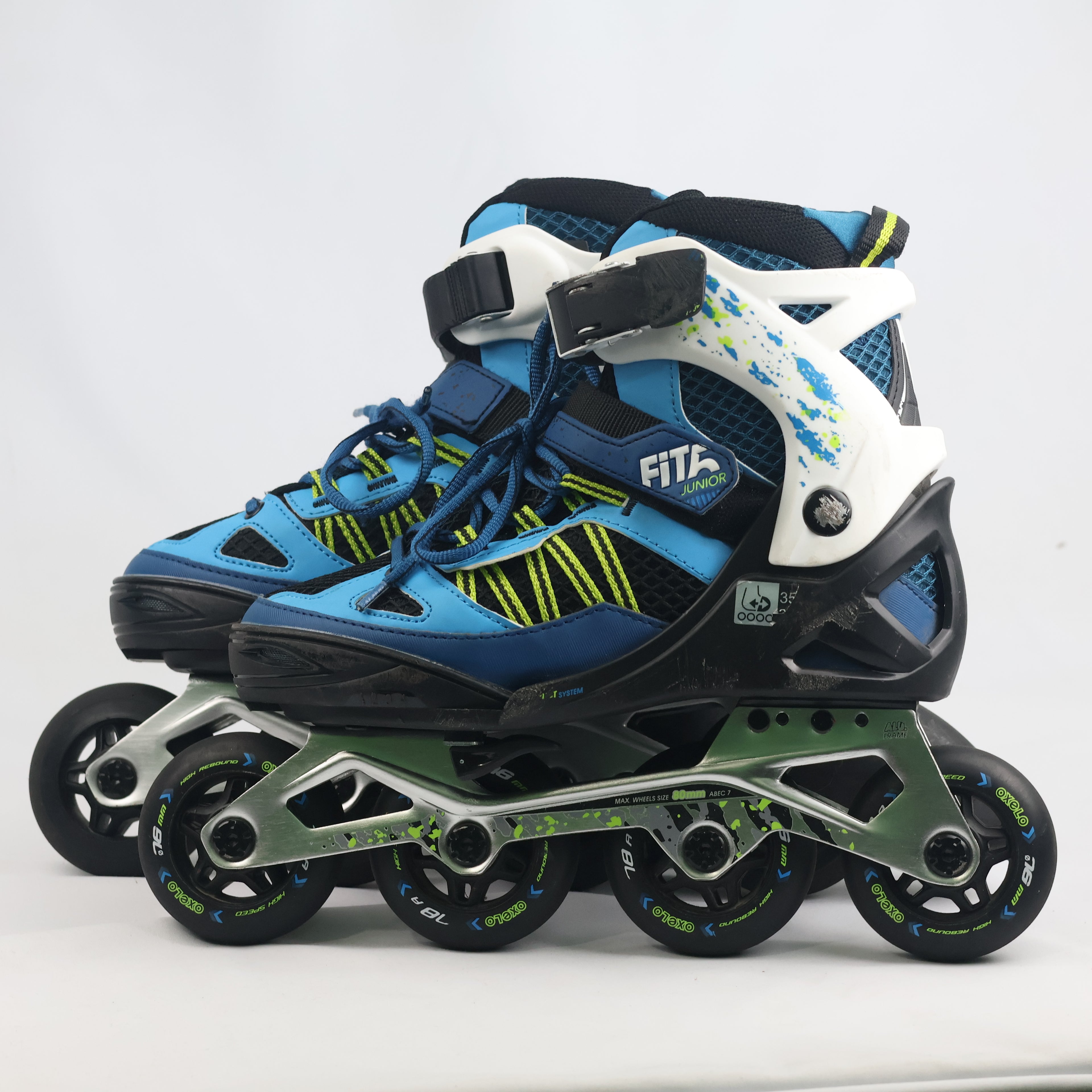 Pre-Owned Oxelo Fit5 Junior Adjustable Inline Skates with Aluminum Frame