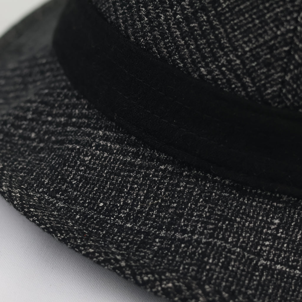 Vintage Young-P Patterned Trilby Hat - Grey & Black (57cm)