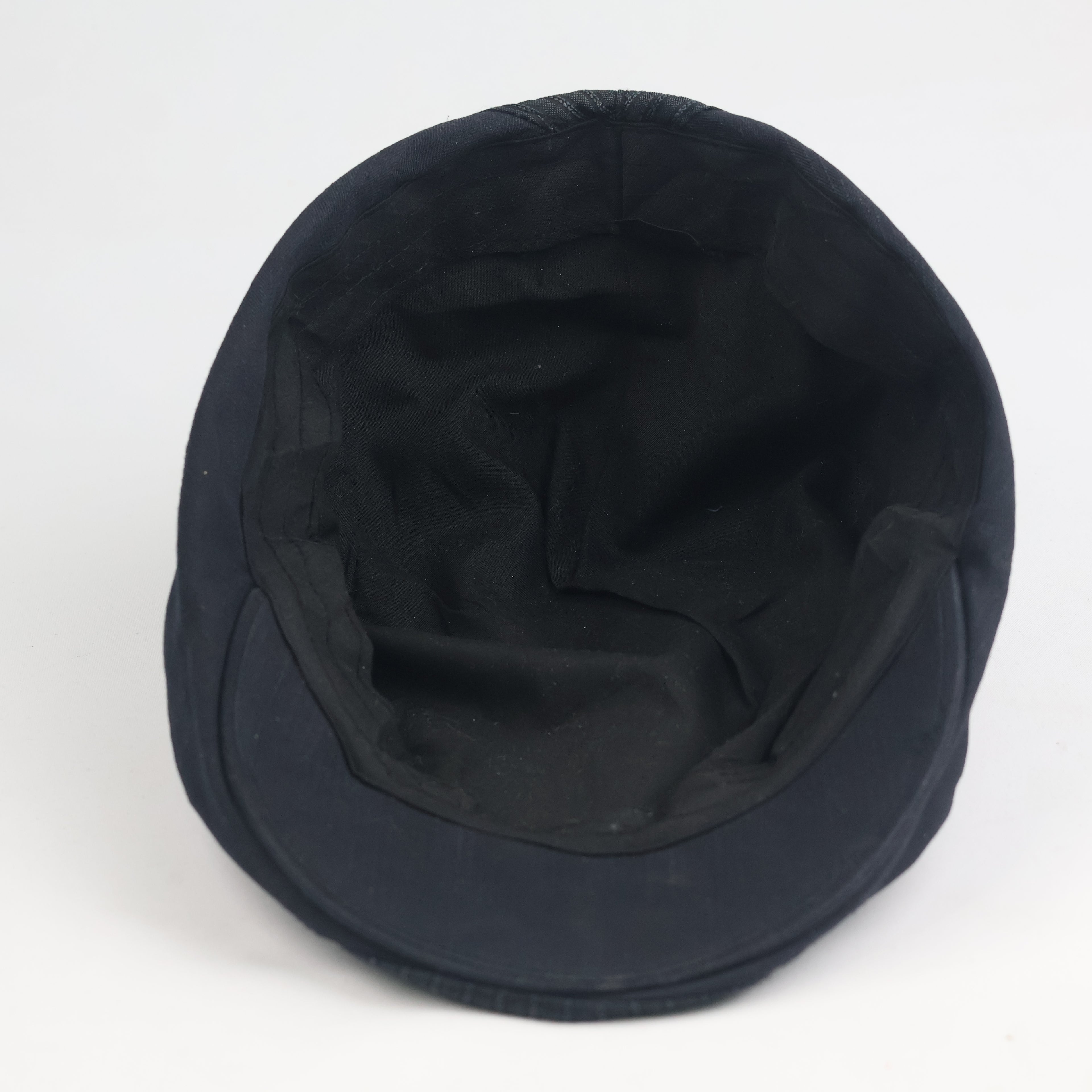Thrifted Dark Grey Textured Stripe Flat Cap Ivy Driver Hat (59 cm)