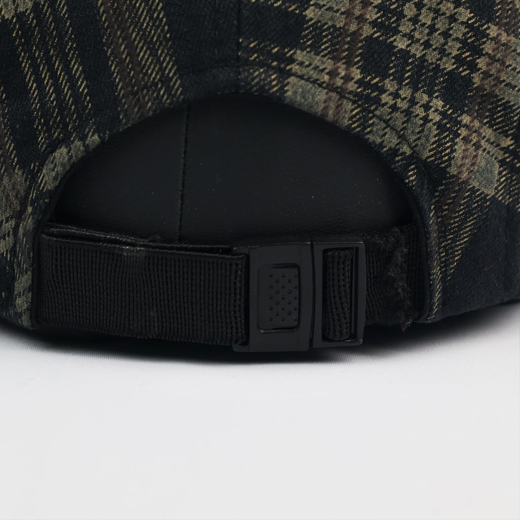 Vintage Earth-Tone Plaid 5-Panel Camper Thrifted Hat