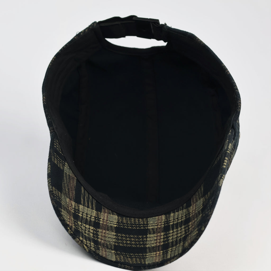 Vintage Earth-Tone Plaid 5-Panel Camper Thrifted Hat