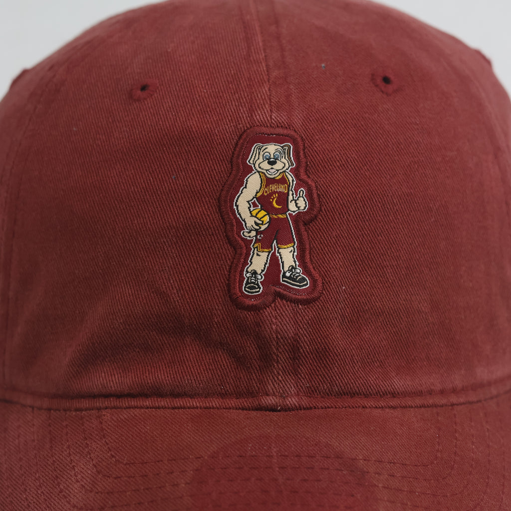Thrifted Mitchell & Ness Cleveland Cavaliers Moondog Mascot Cap - Wine Red Gold Underbill