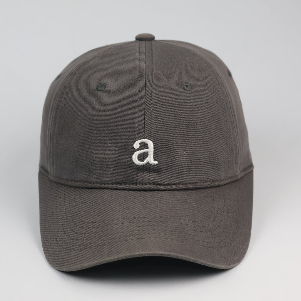 Minimalist "a" Embroidered Charcoal Grey Baseball Thrifted Cap
