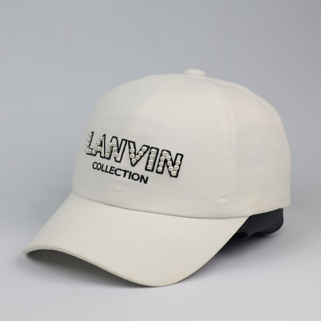 Luxury Lanvin Paris Embroidered Pearl Logo Strapback Thrifted Cap