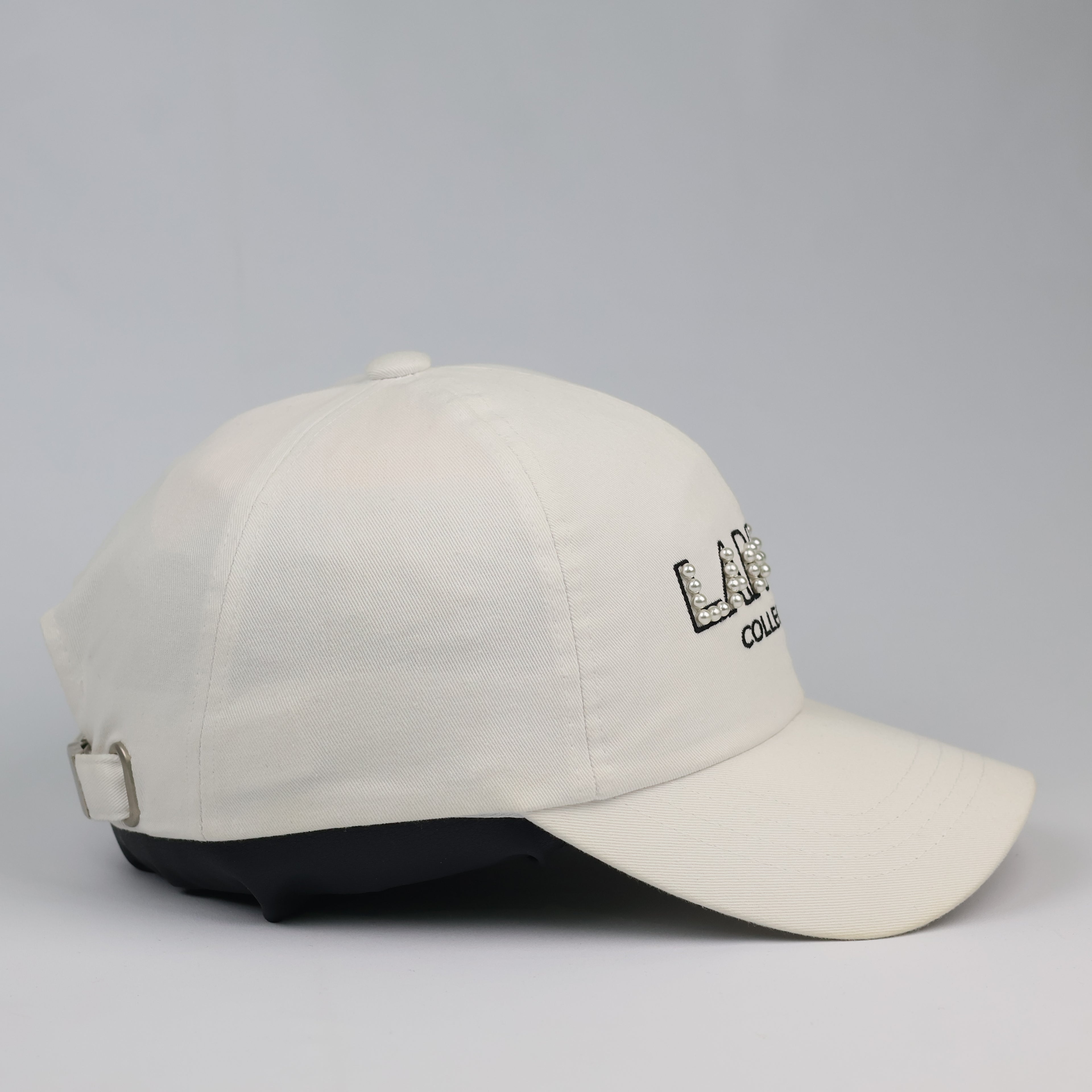 Luxury Lanvin Paris Embroidered Pearl Logo Strapback Thrifted Cap