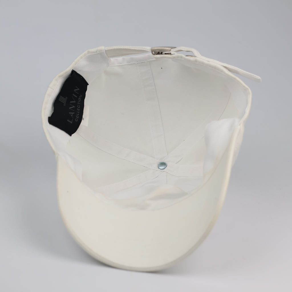 Luxury Lanvin Paris Embroidered Pearl Logo Strapback Thrifted Cap