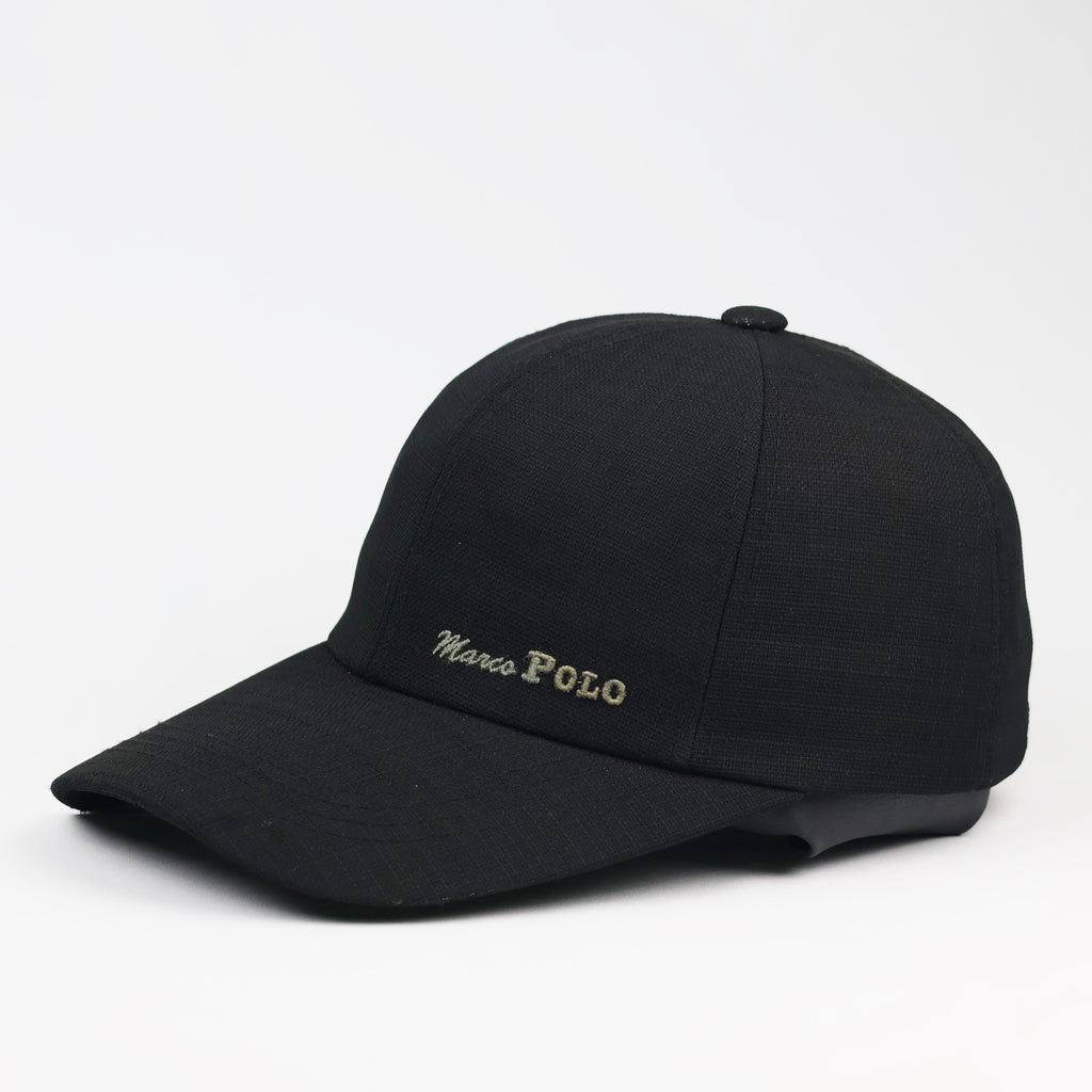 Marco Polo Embroidered Spellout Logo Black Baseball Thrifted Cap