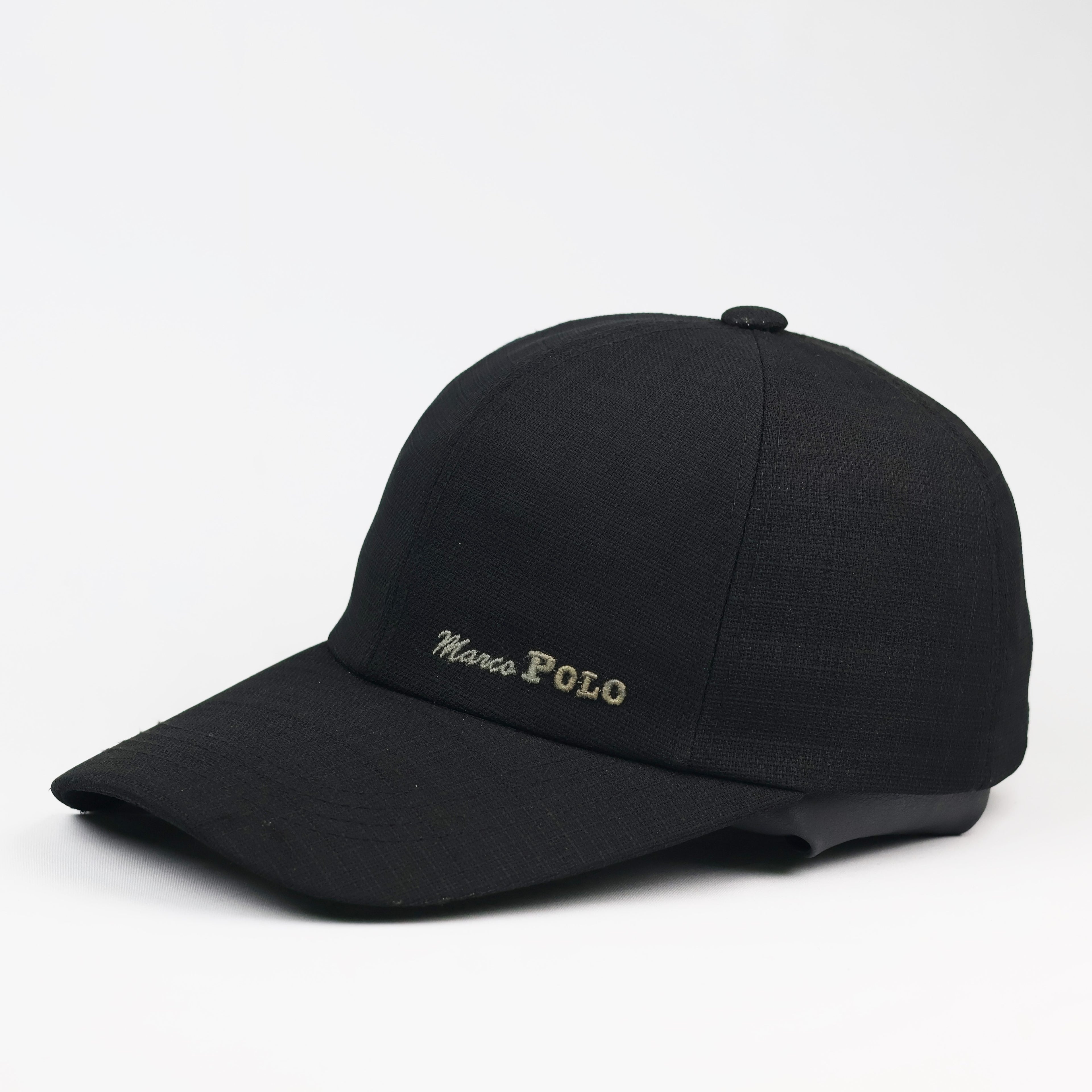 Marco Polo Embroidered Spellout Logo Black Baseball Thrifted Cap