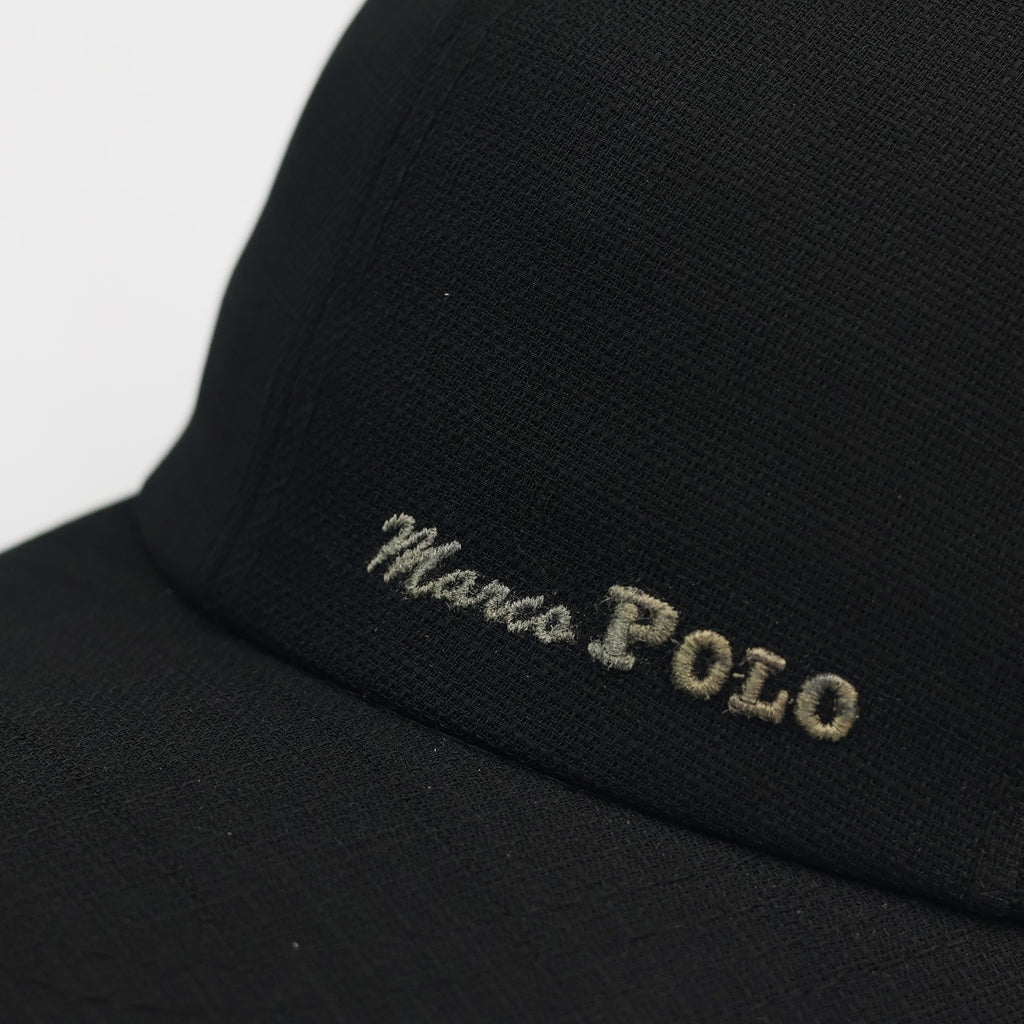 Marco Polo Embroidered Spellout Logo Black Baseball Thrifted Cap