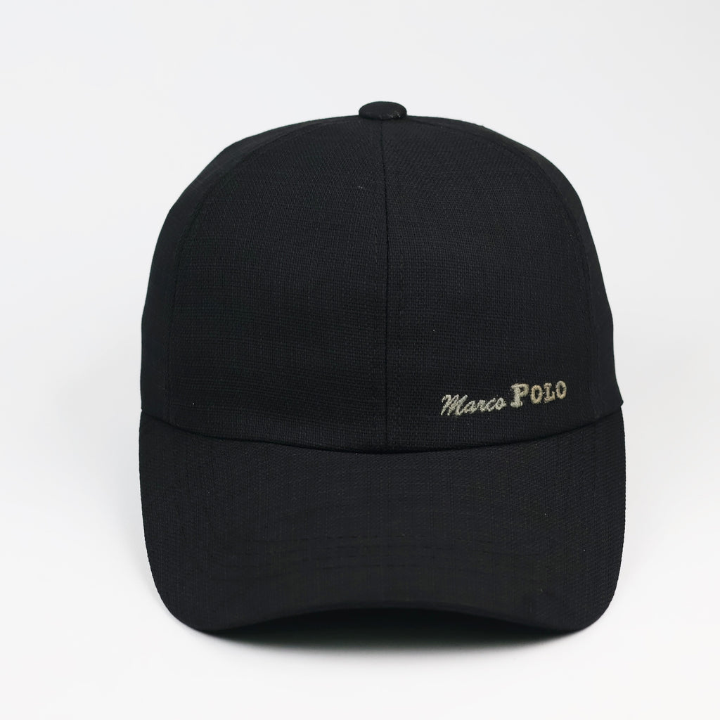 Marco Polo Embroidered Spellout Logo Black Baseball Thrifted Cap