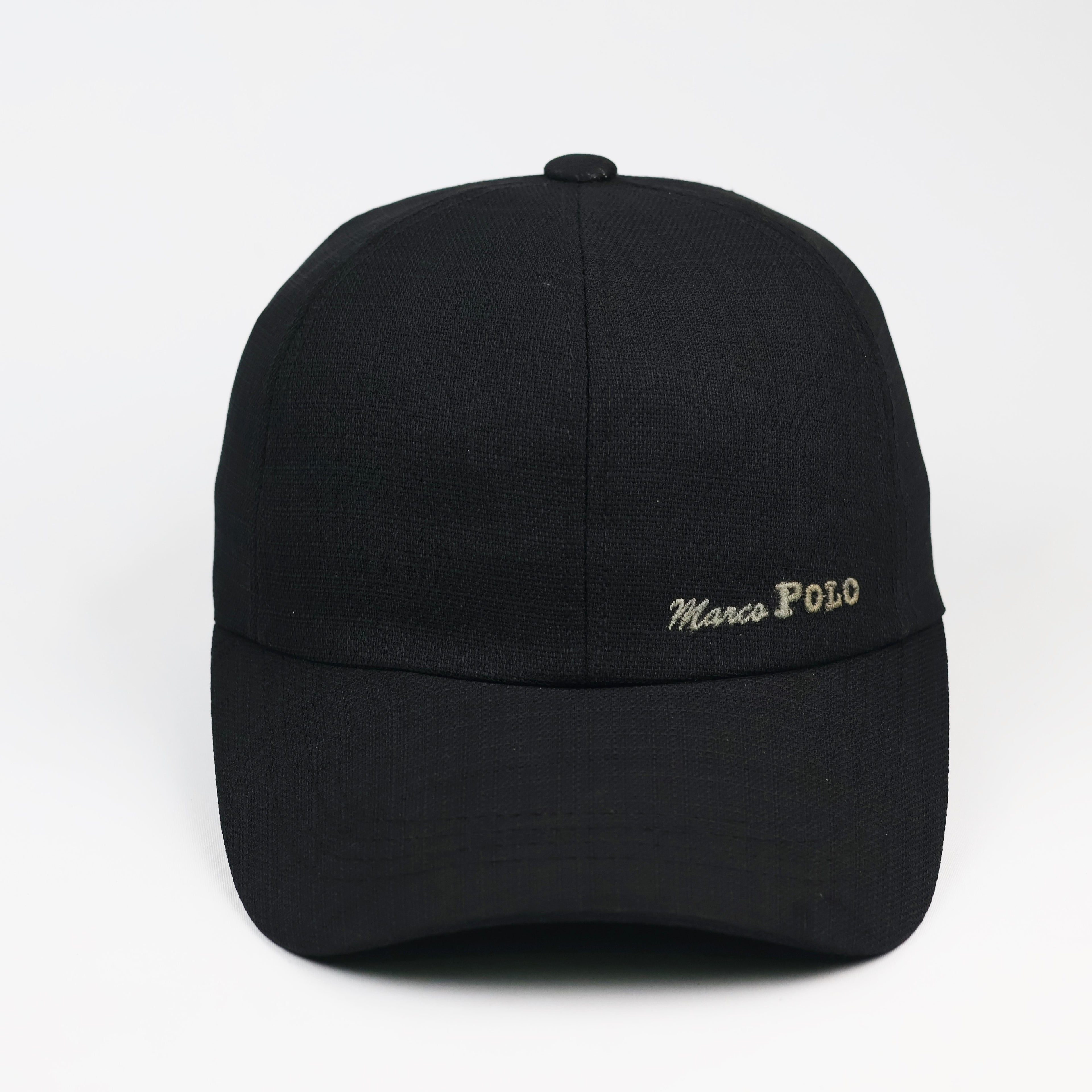 Marco Polo Embroidered Spellout Logo Black Baseball Thrifted Cap