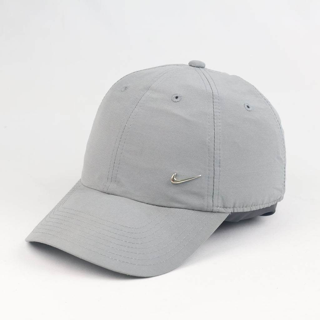 Thrifted Nike Metal Swoosh Logo Grey Baseball Cap (56-58 cm)