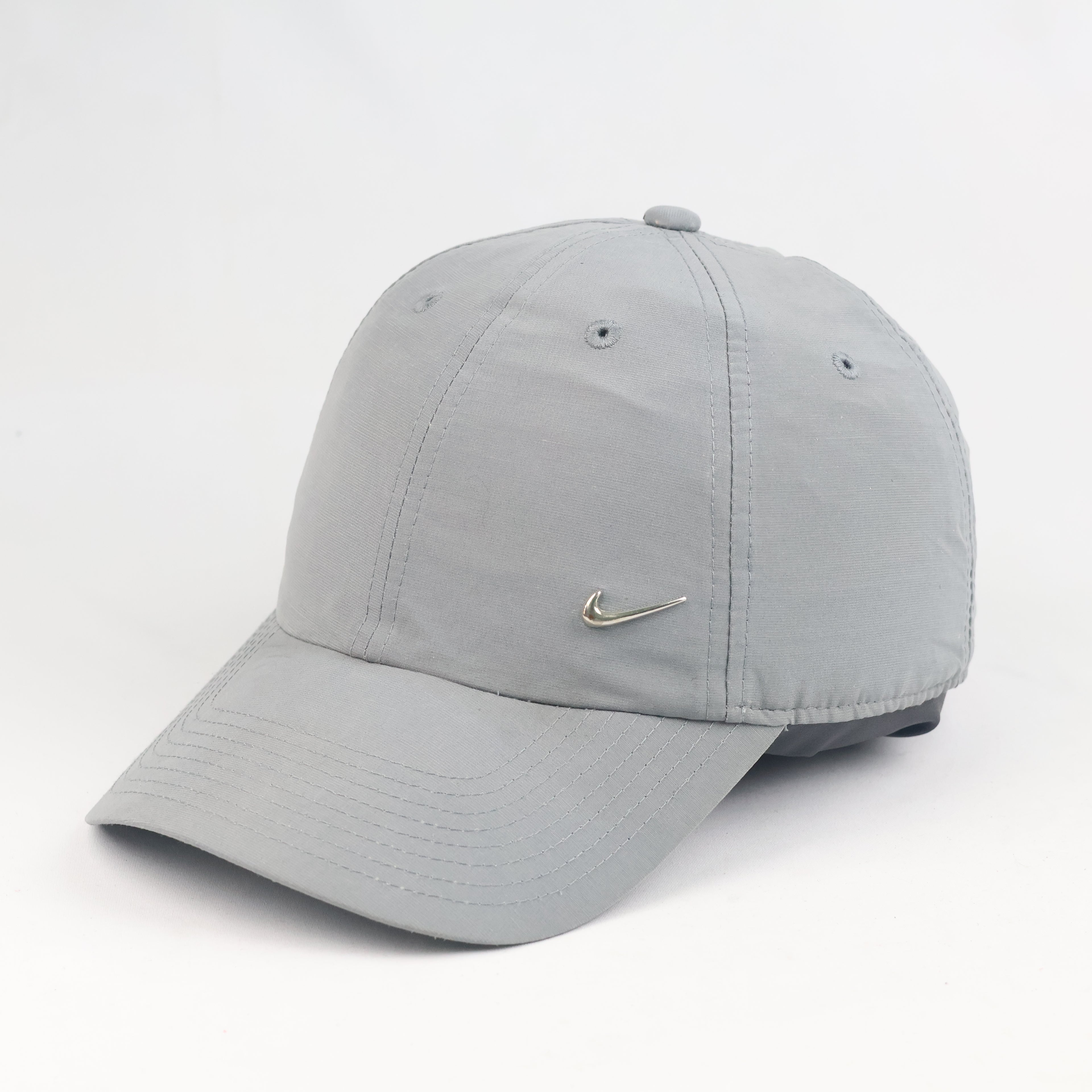 Thrifted Nike Metal Swoosh Logo Grey Baseball Cap (56-58 cm)