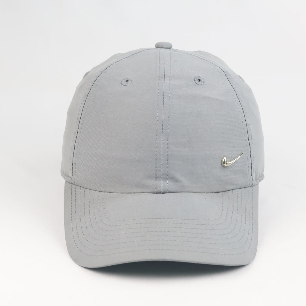 Thrifted Nike Metal Swoosh Logo Grey Baseball Cap (56-58 cm)