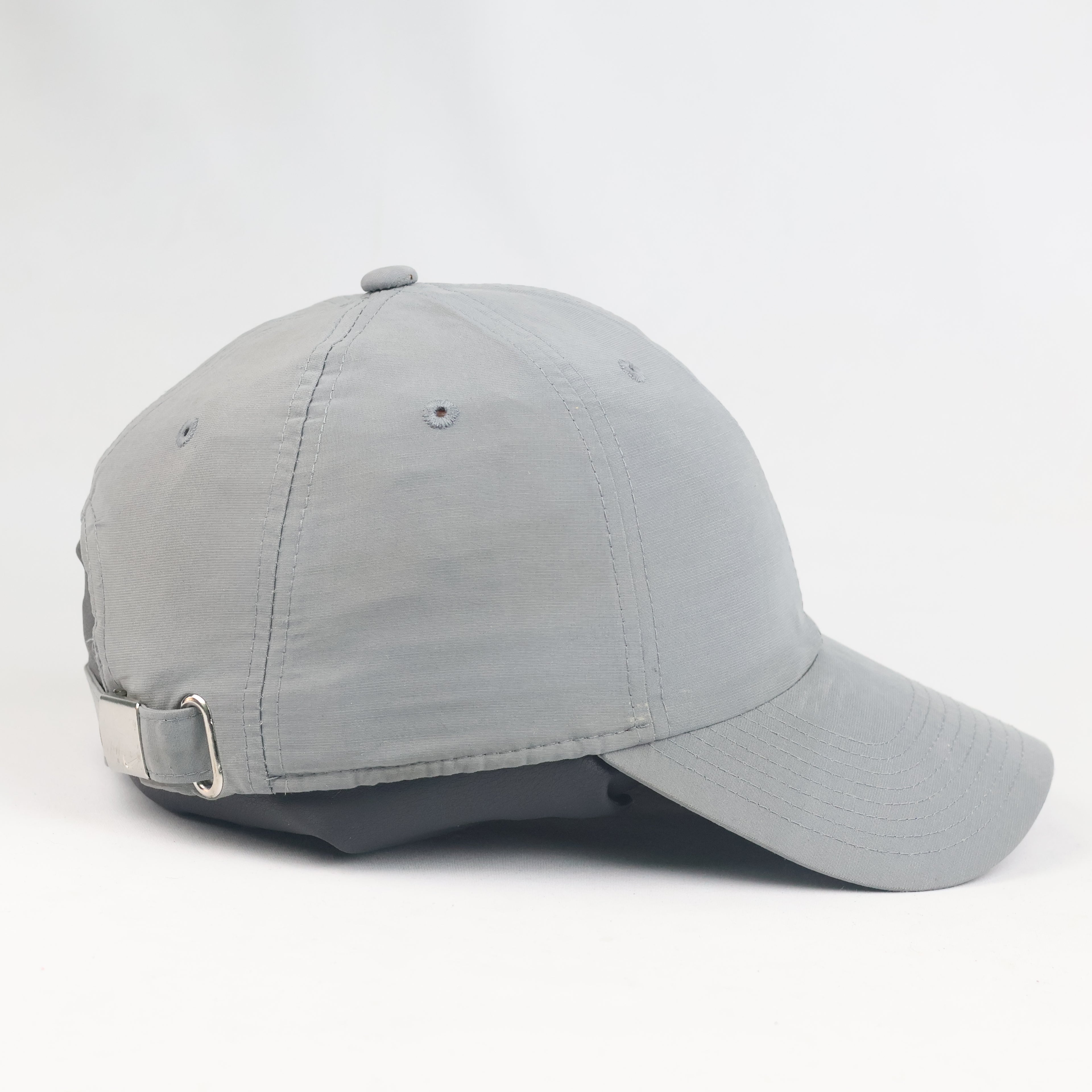 Thrifted Nike Metal Swoosh Logo Grey Baseball Cap (56-58 cm)