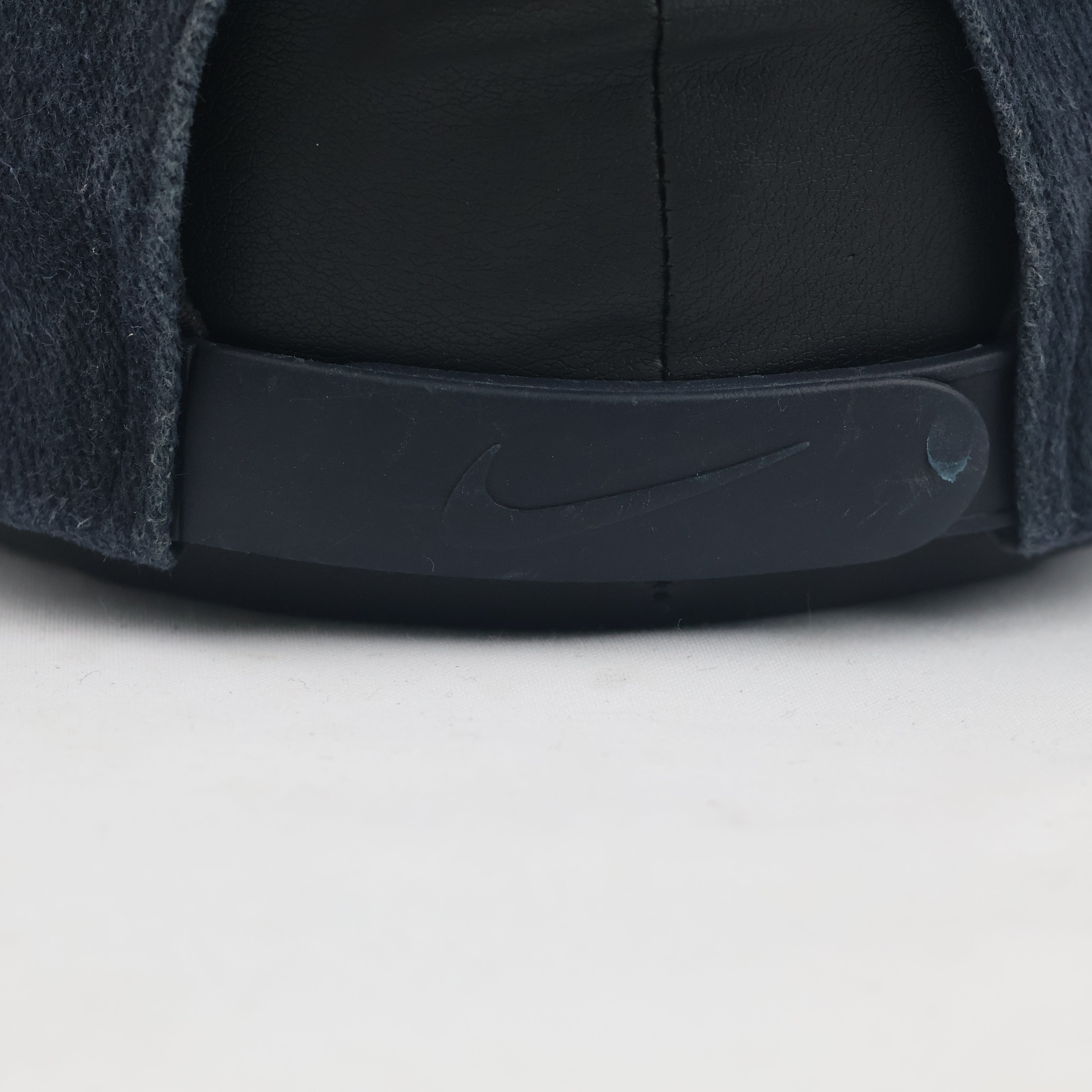 Thrifted Vintage Nike Mini Swoosh Curved Brim Cap - Navy Blue Cotton Baseball Hat