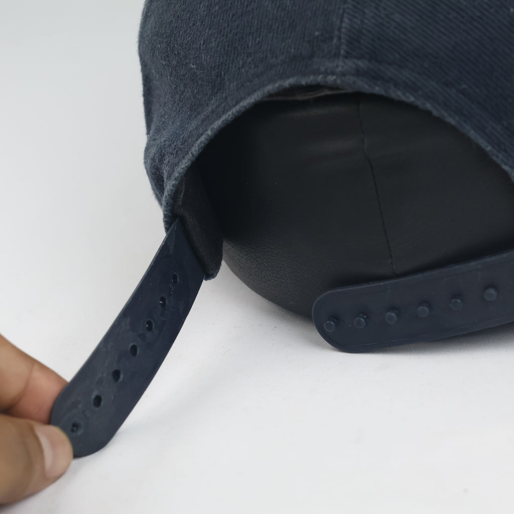 Thrifted Vintage Nike Mini Swoosh Curved Brim Cap - Navy Blue Cotton Baseball Hat
