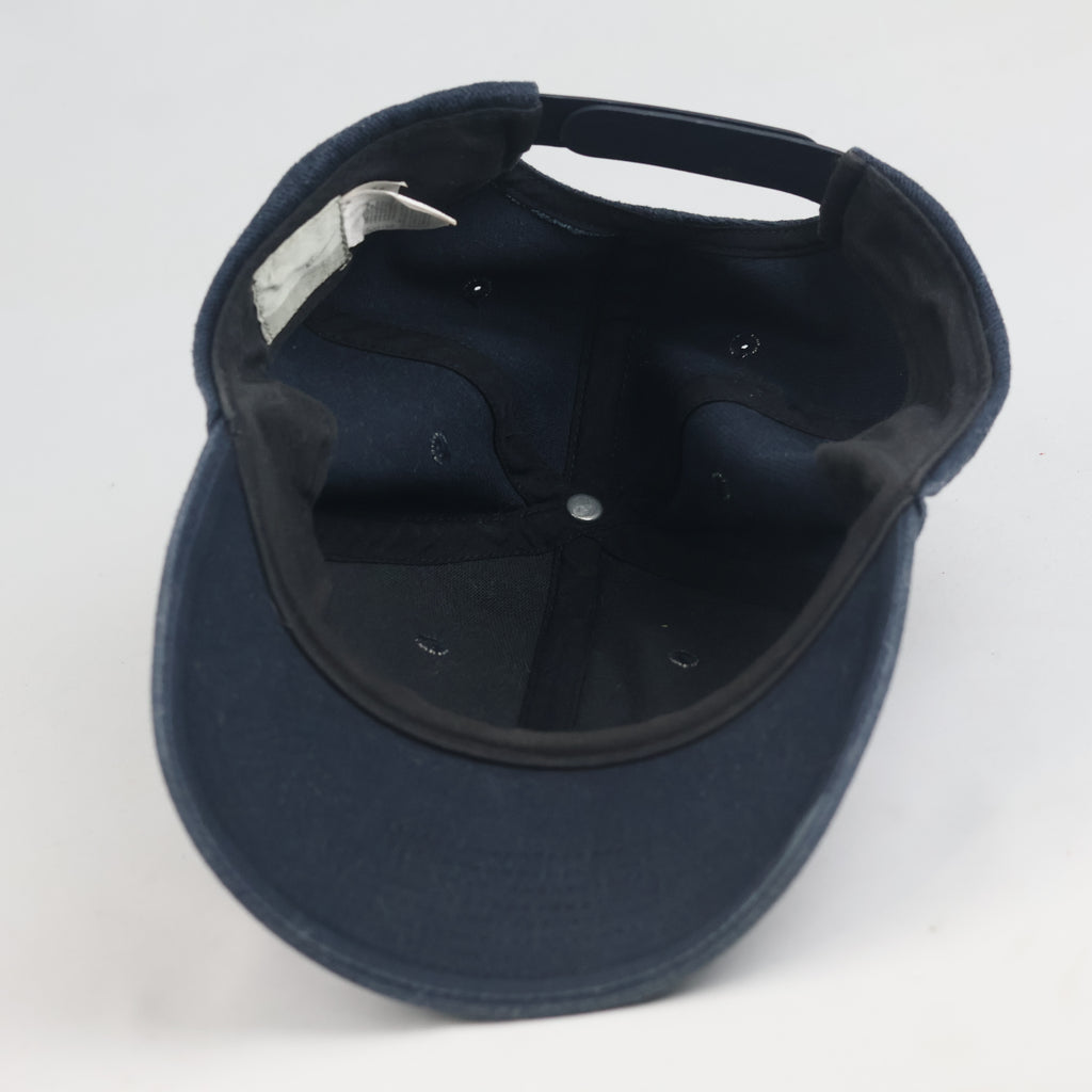 Thrifted Vintage Nike Mini Swoosh Curved Brim Cap - Navy Blue Cotton Baseball Hat