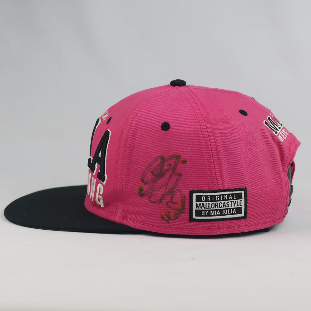 Thrifted Mia Julia Mallorcastyle Hot Pink & Black Graphic Snapback Hat