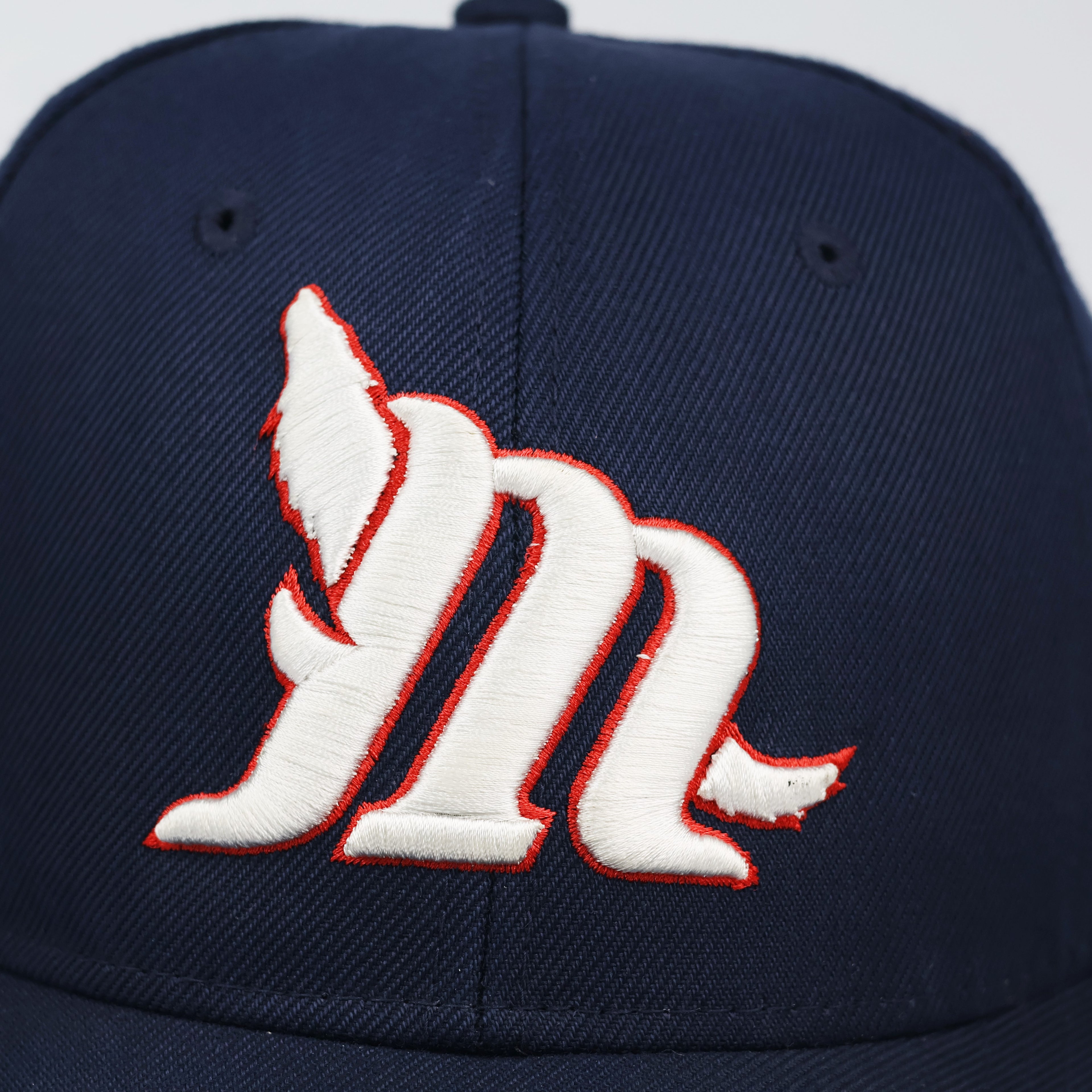 Vintage MQUM Side-Patch Baseball Thrifted Hat | Navy & Red Streetwear
