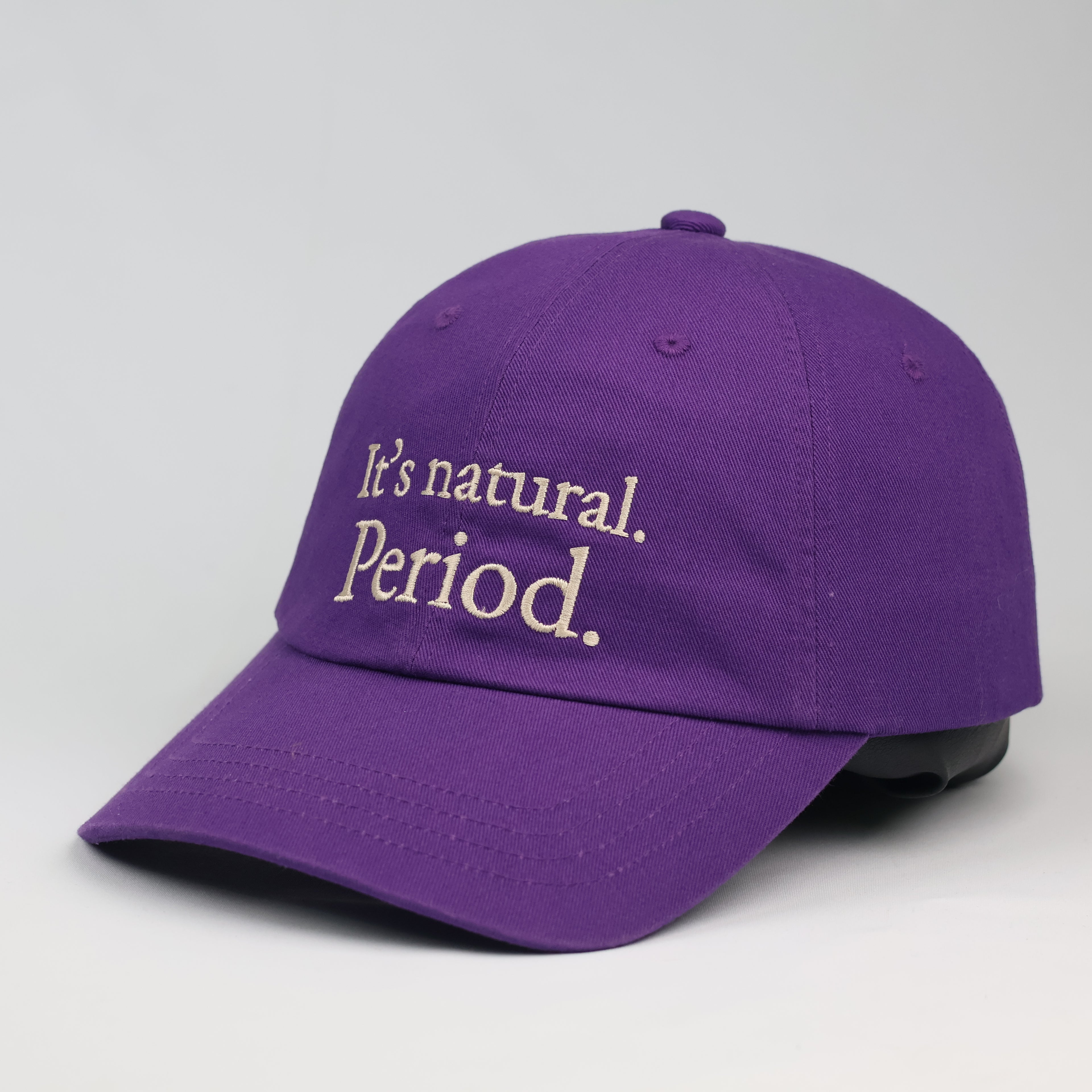 "It's Natural. Period." Purple Embroidered Dad Thrifted Hat