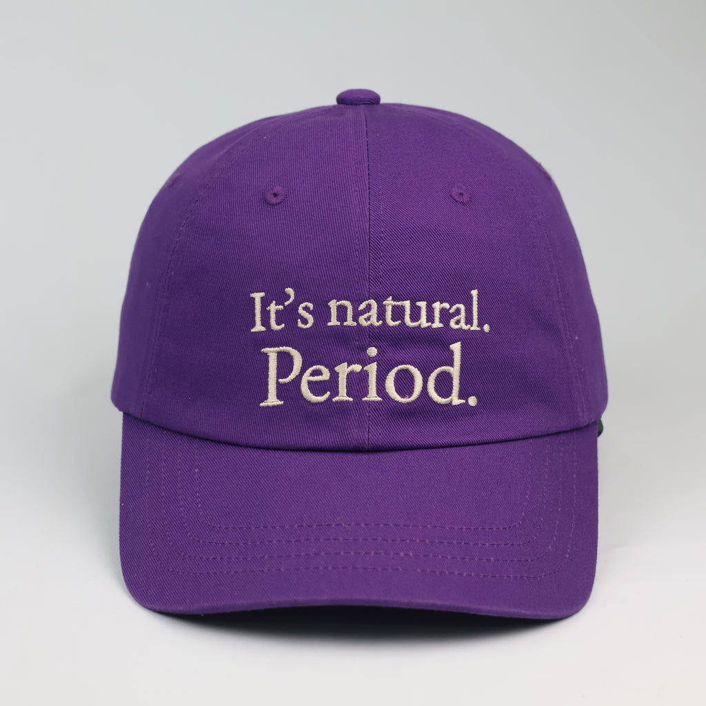 "It's Natural. Period." Purple Embroidered Dad Thrifted Hat