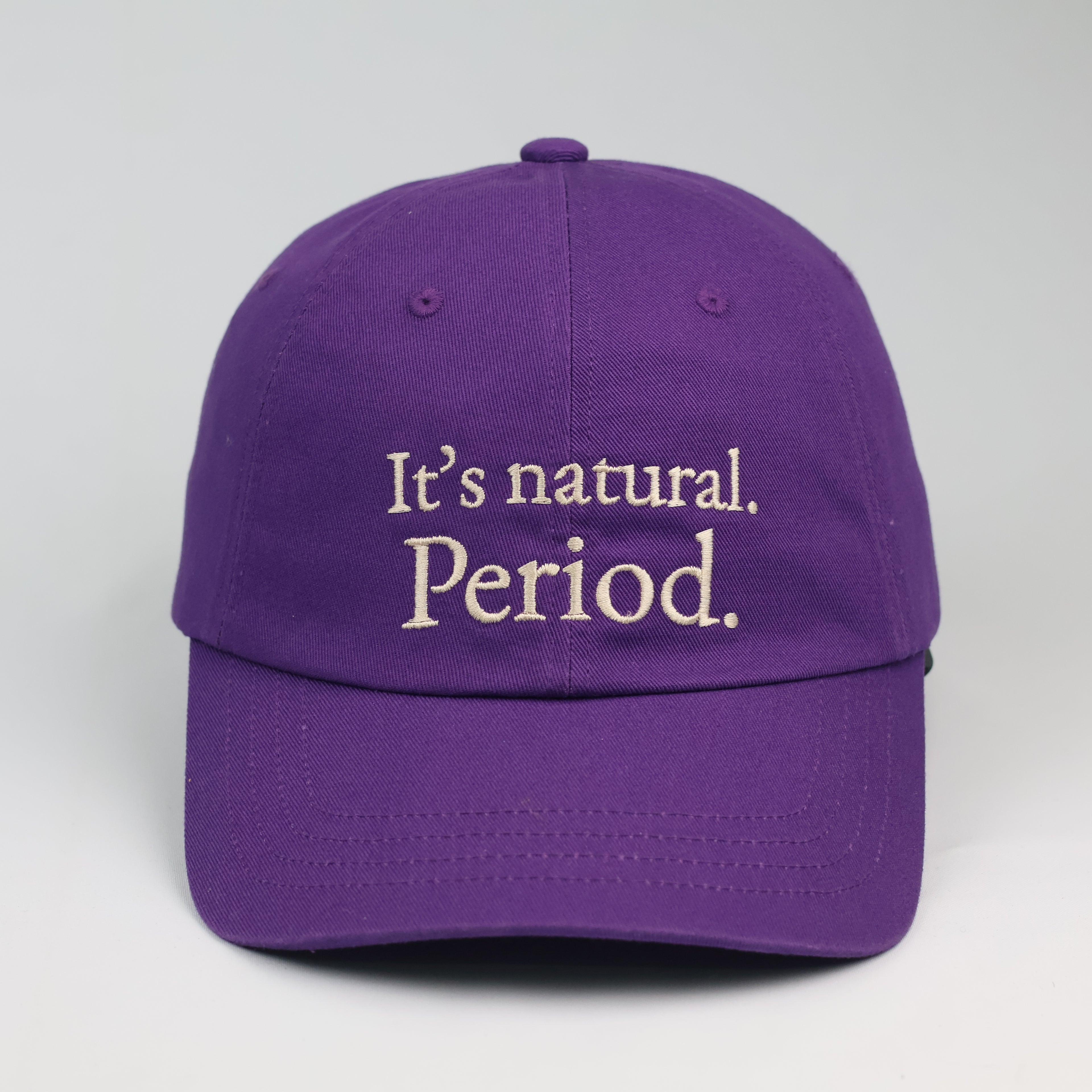 "It's Natural. Period." Purple Embroidered Dad Thrifted Hat