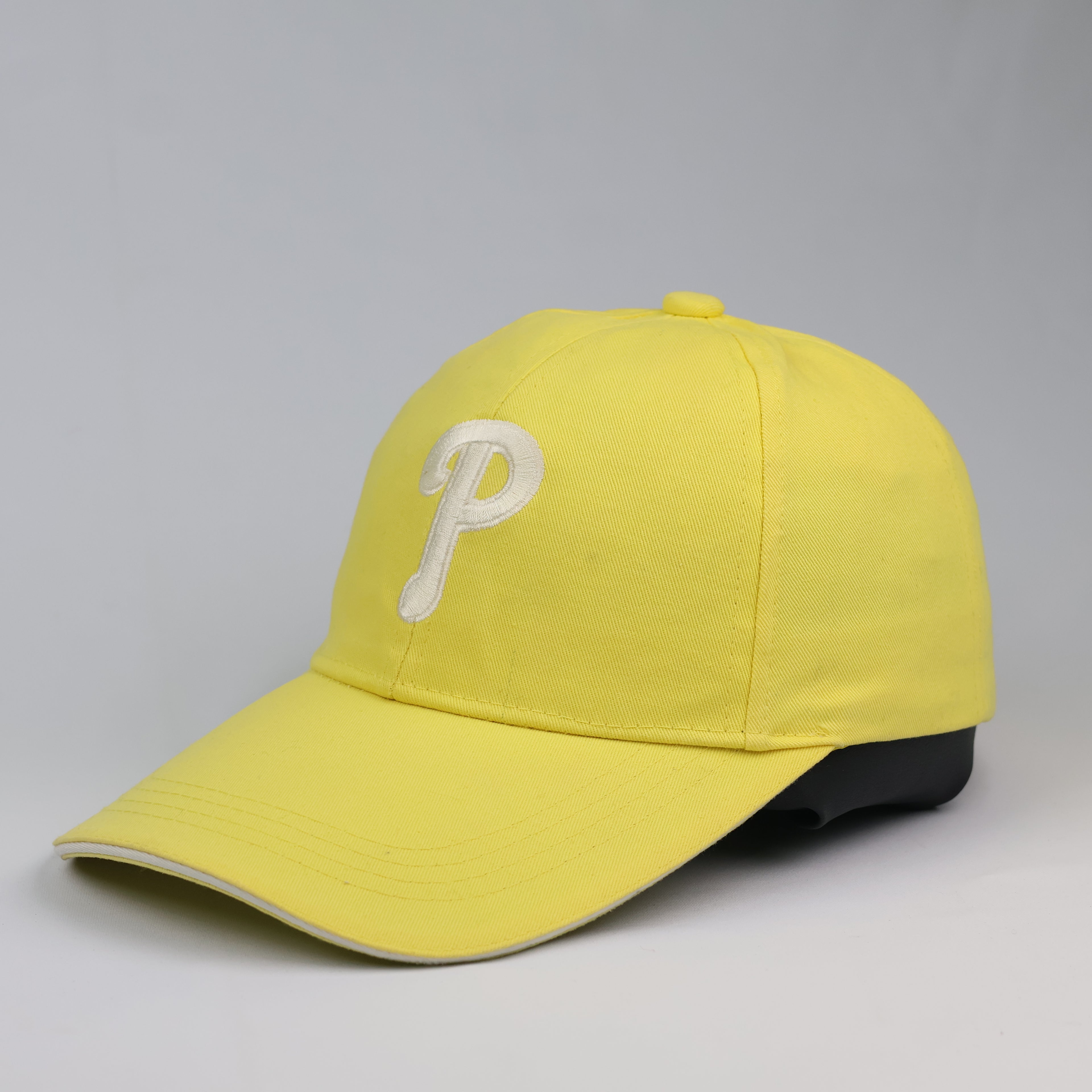 Retro Pastel Yellow Varsity Strapback Thrifted Hat | Korean Streetwear