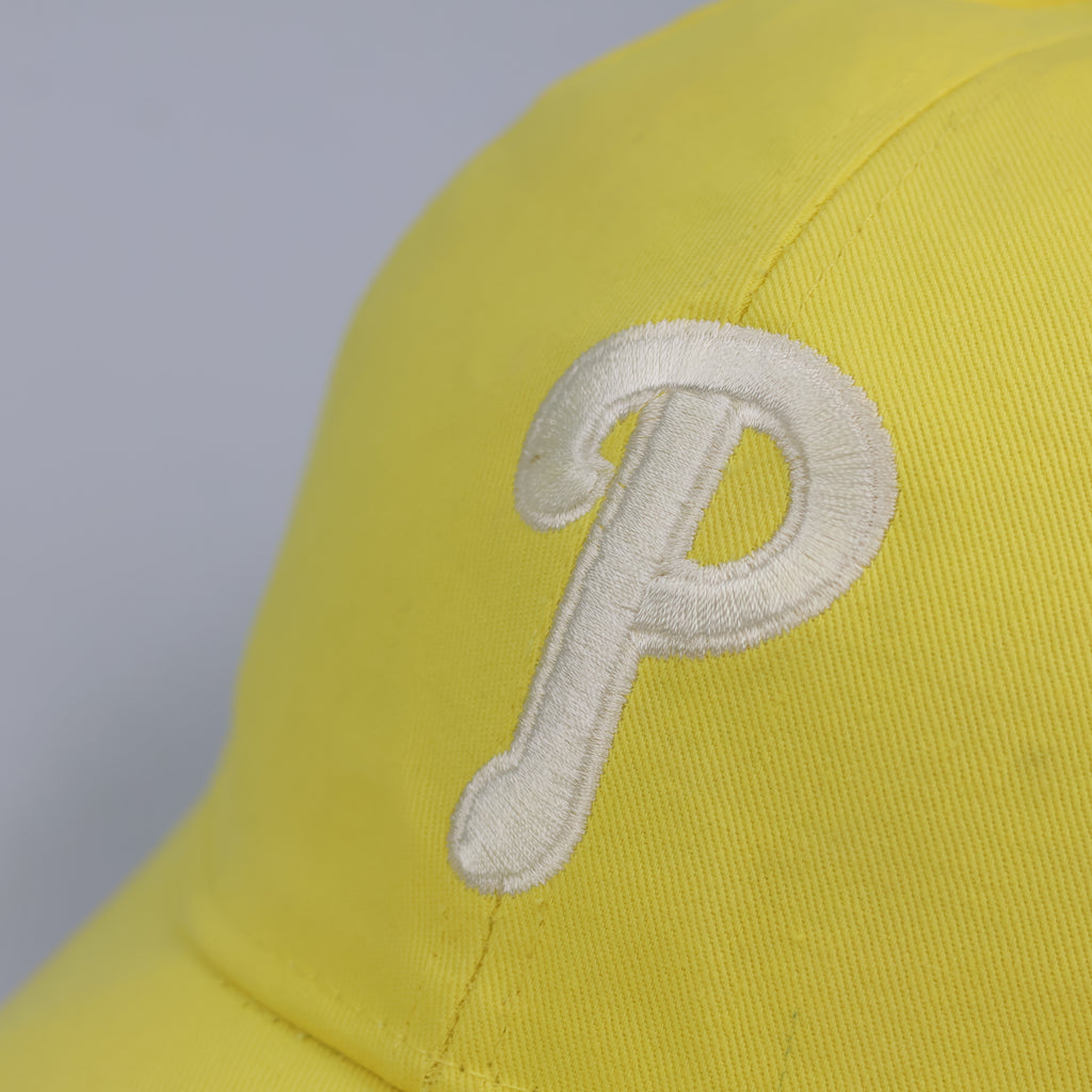 Retro Pastel Yellow Varsity Strapback Thrifted Hat | Korean Streetwear