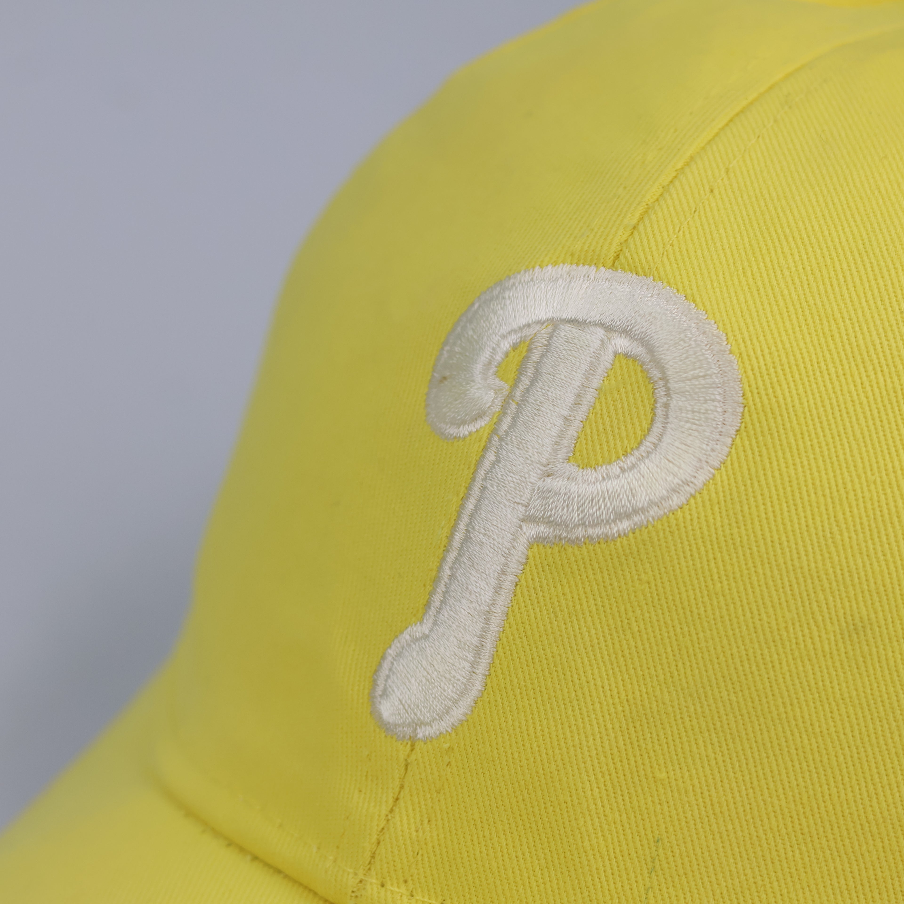 Retro Pastel Yellow Varsity Strapback Thrifted Hat | Korean Streetwear
