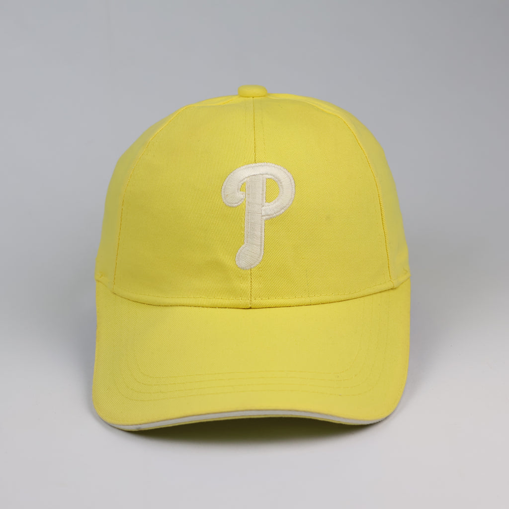 Retro Pastel Yellow Varsity Strapback Thrifted Hat | Korean Streetwear