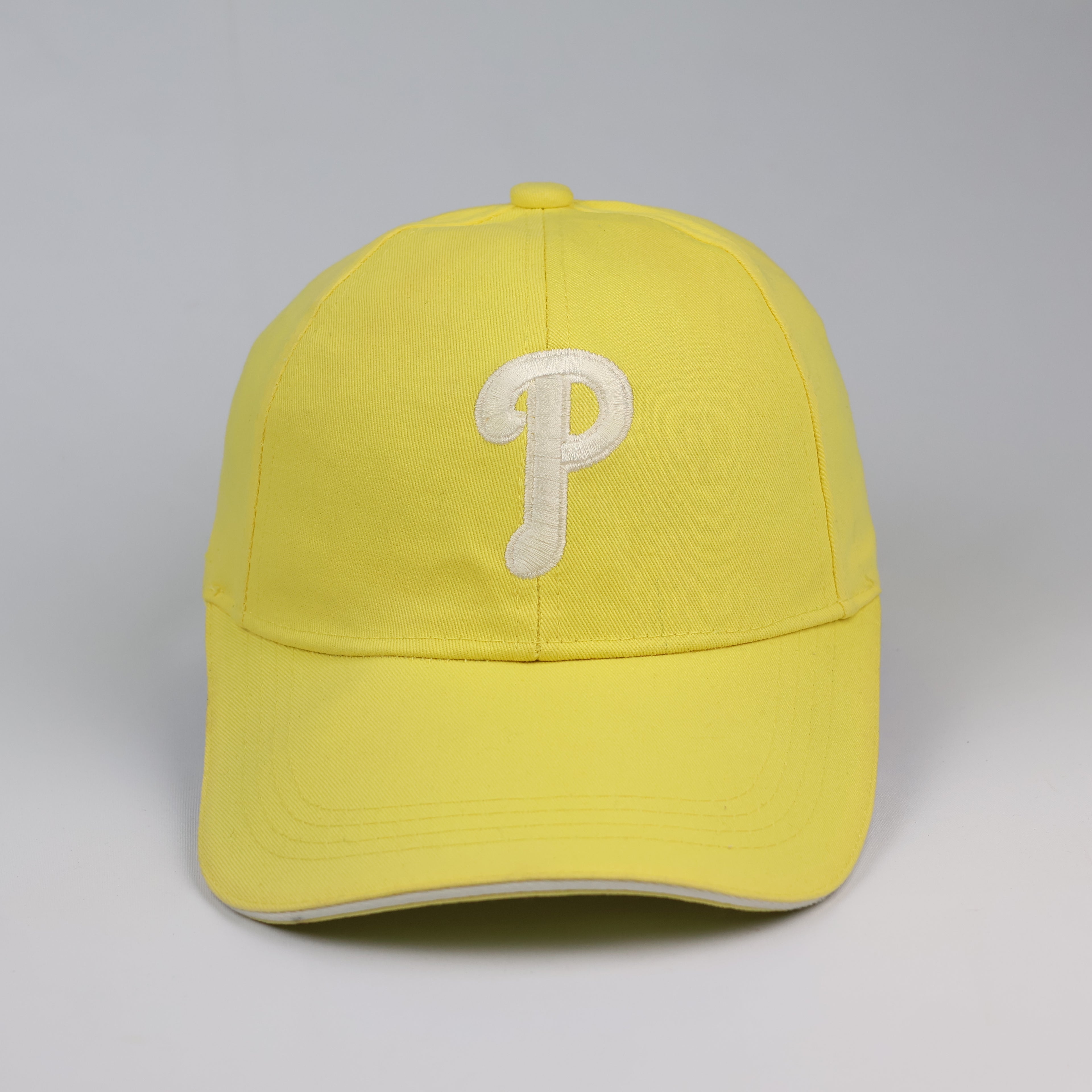 Retro Pastel Yellow Varsity Strapback Thrifted Hat | Korean Streetwear