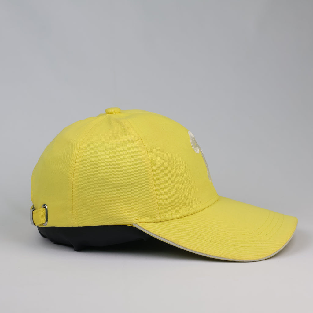 Retro Pastel Yellow Varsity Strapback Thrifted Hat | Korean Streetwear