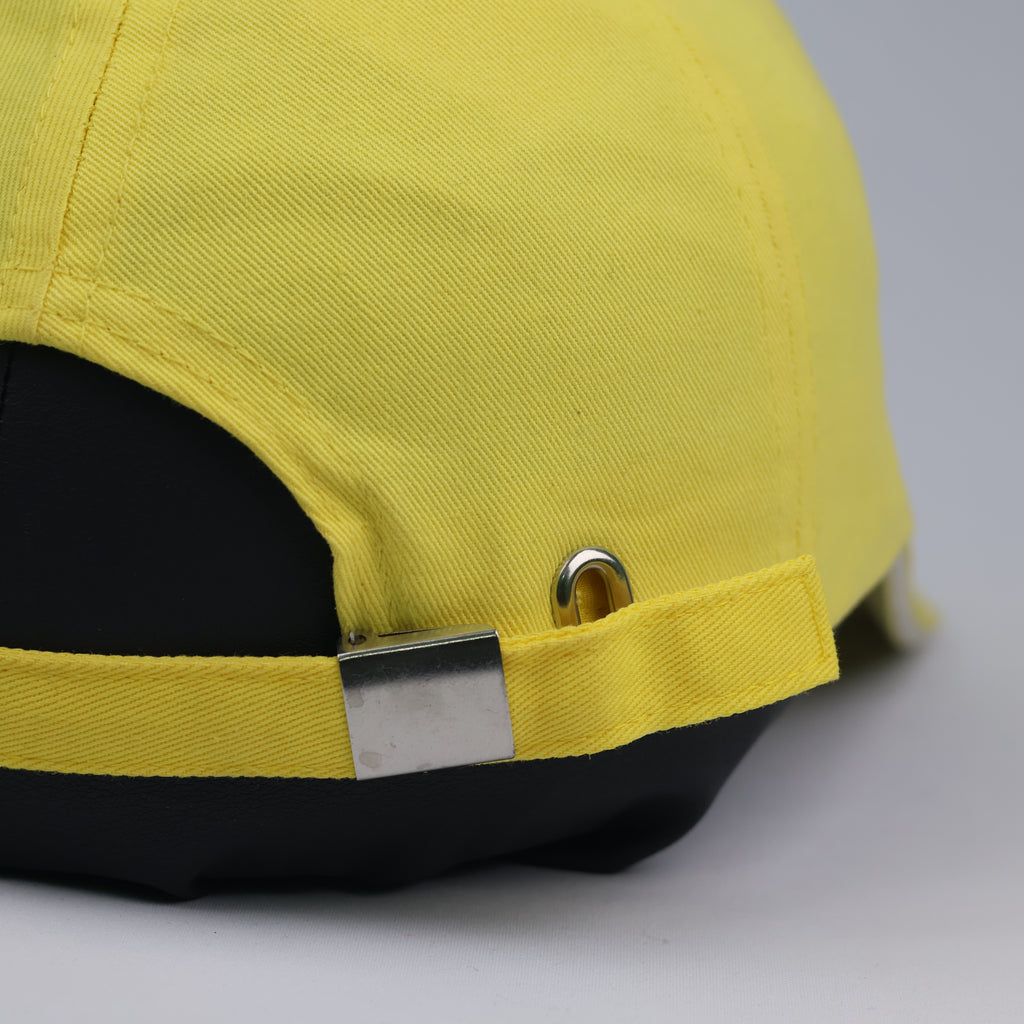 Retro Pastel Yellow Varsity Strapback Thrifted Hat | Korean Streetwear