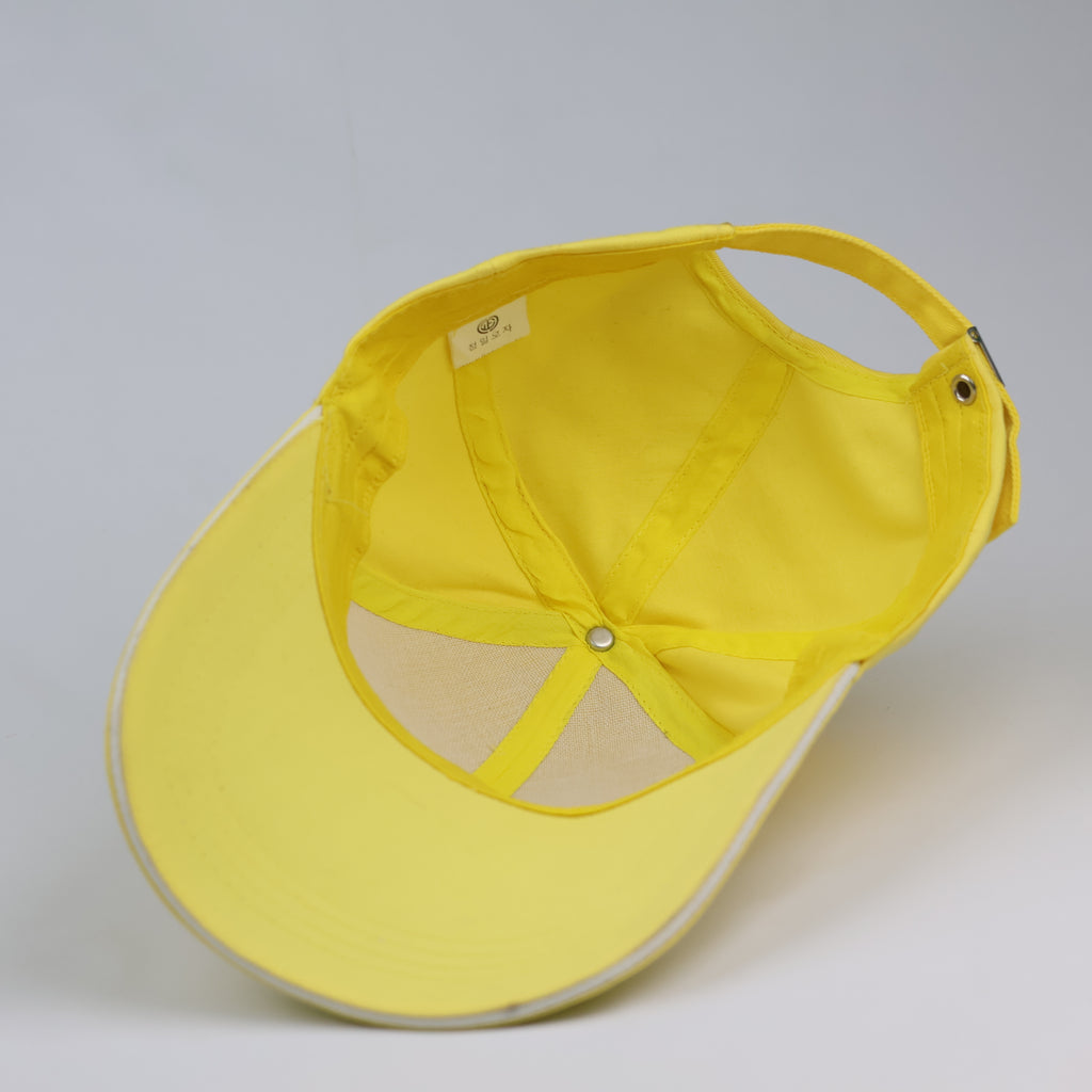 Retro Pastel Yellow Varsity Strapback Thrifted Hat | Korean Streetwear