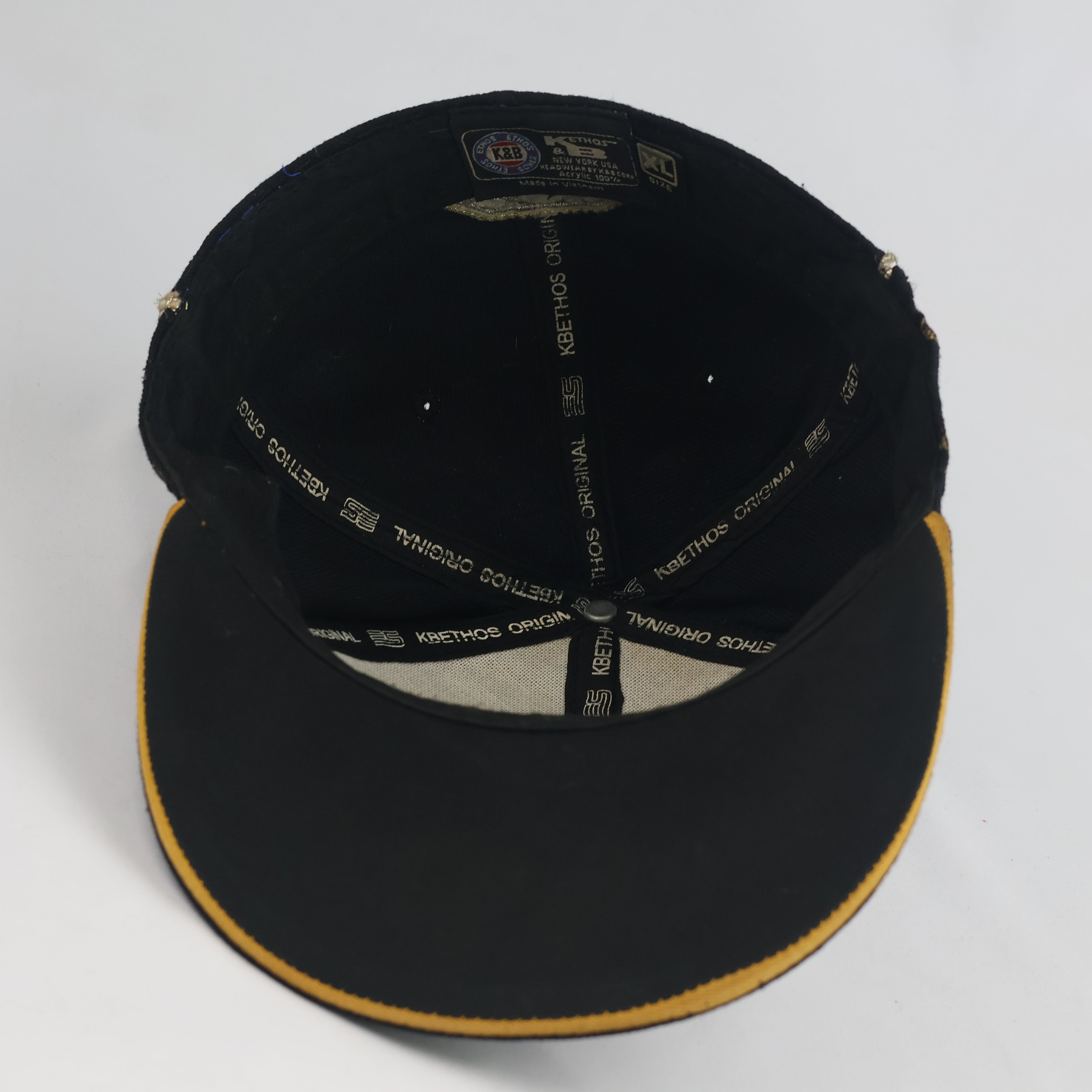 KBETHOS Dollar Sign & Diamond Fitted Cap - Black Metallic Gold Hip Hop Hat