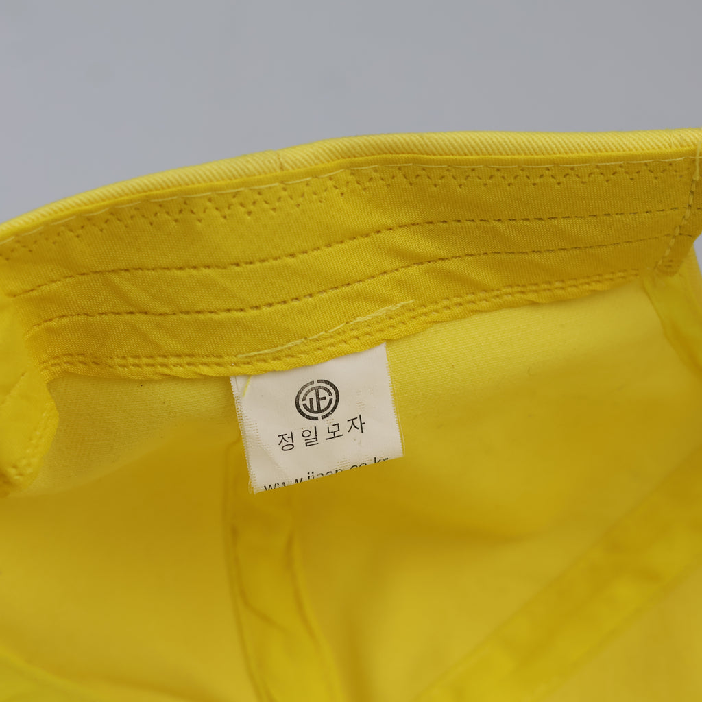Retro Pastel Yellow Varsity Strapback Thrifted Hat | Korean Streetwear