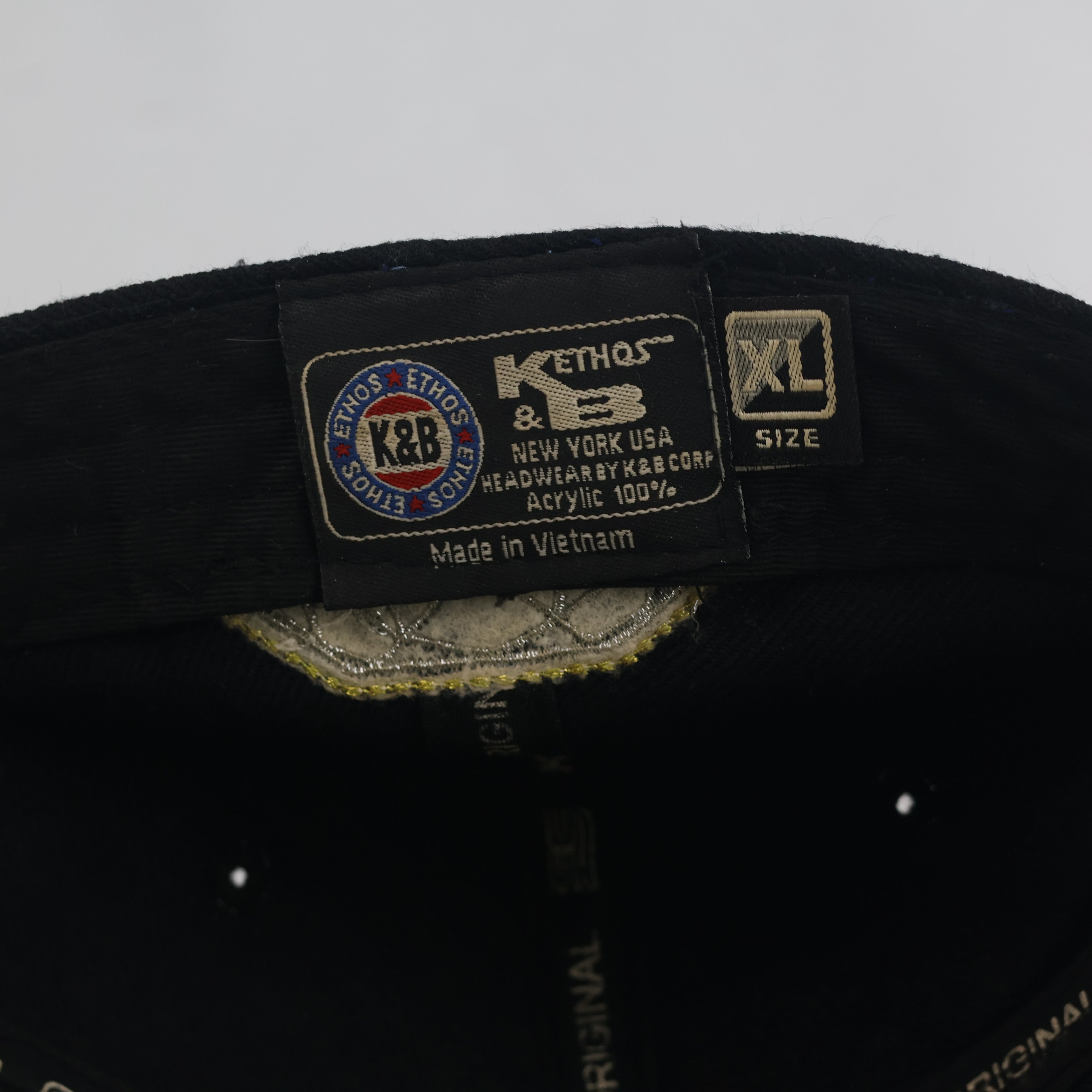 KBETHOS Dollar Sign & Diamond Fitted Cap - Black Metallic Gold Hip Hop Hat