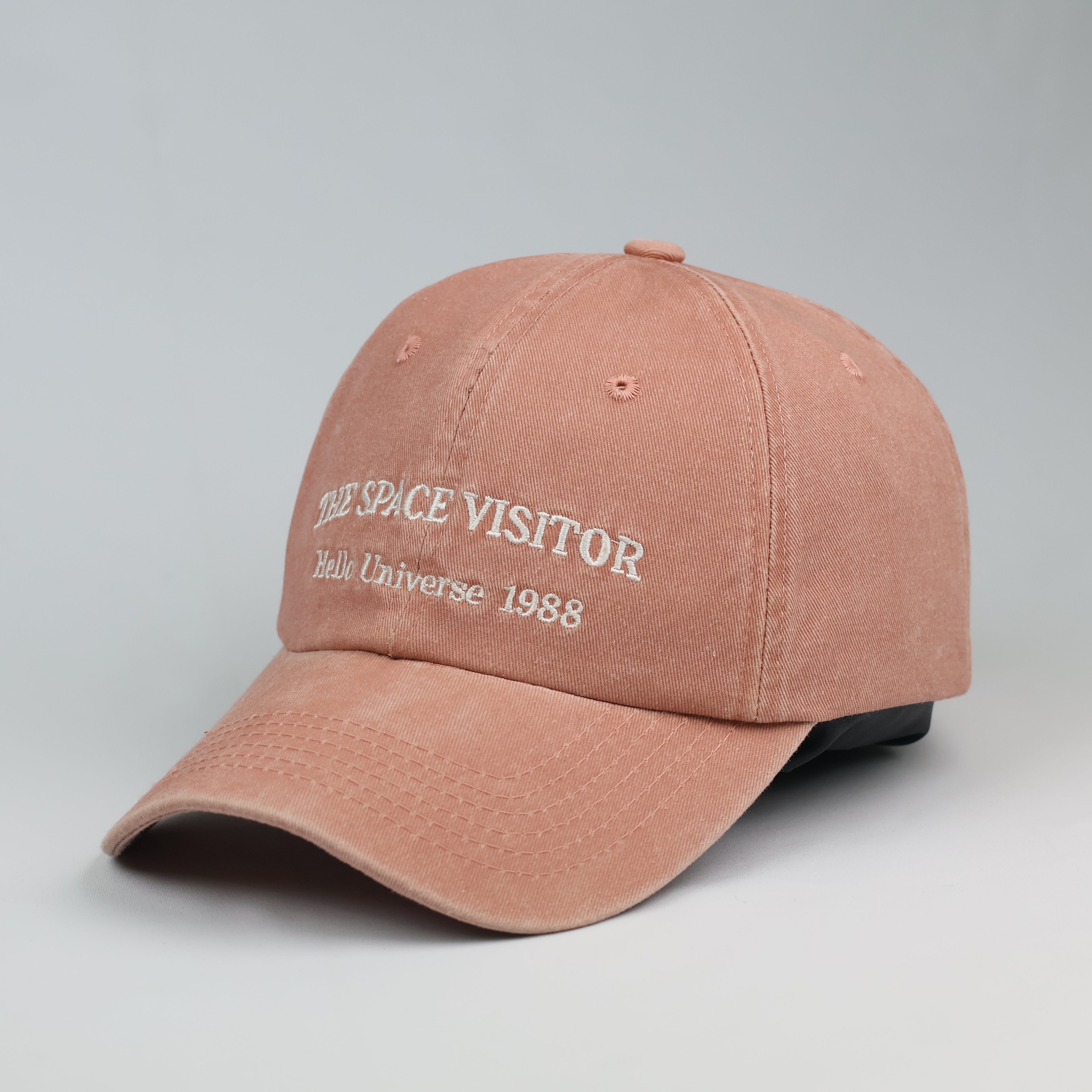Vintage Peach Pink "The Space Visitor" Baseball THrifted Cap | Retro 1988