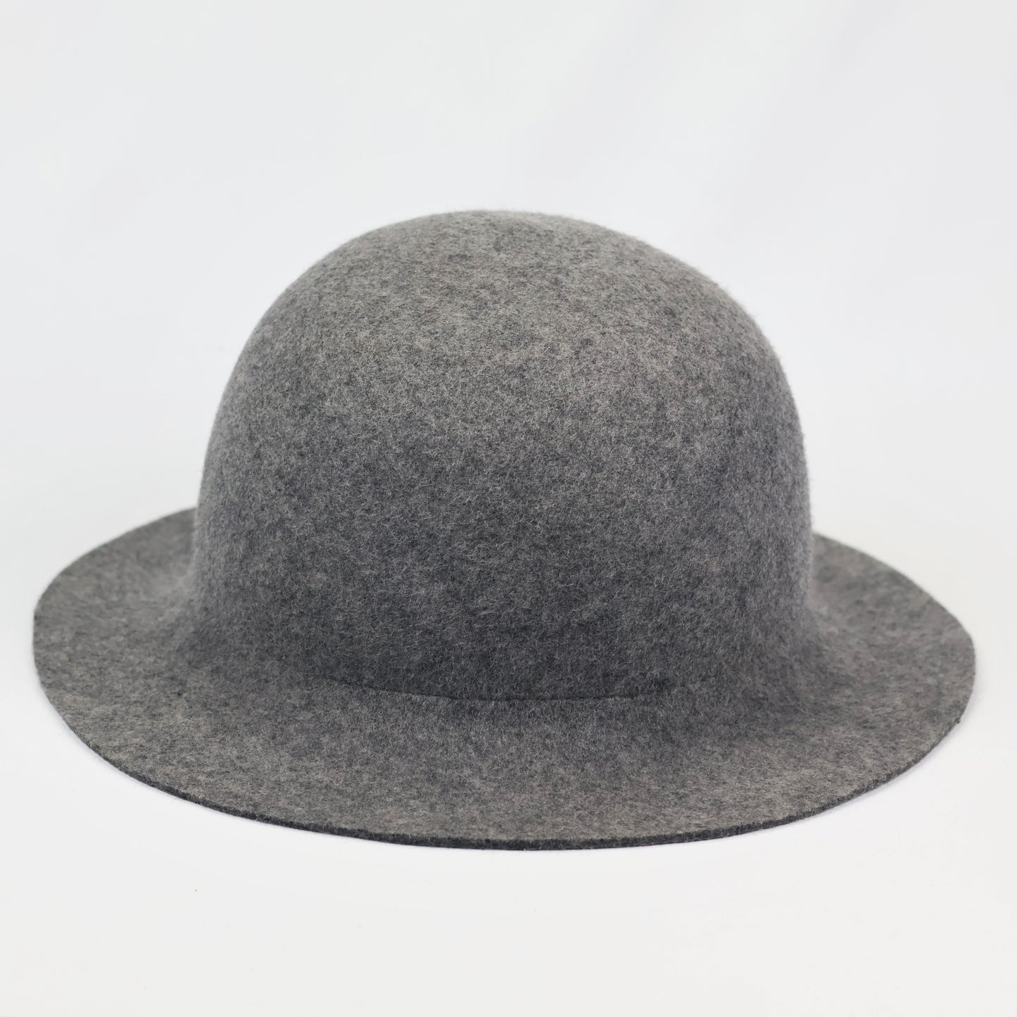 100% Wool Grey Fedora Thrifted Hat - Classic Wide Brim Winter Felt Cap