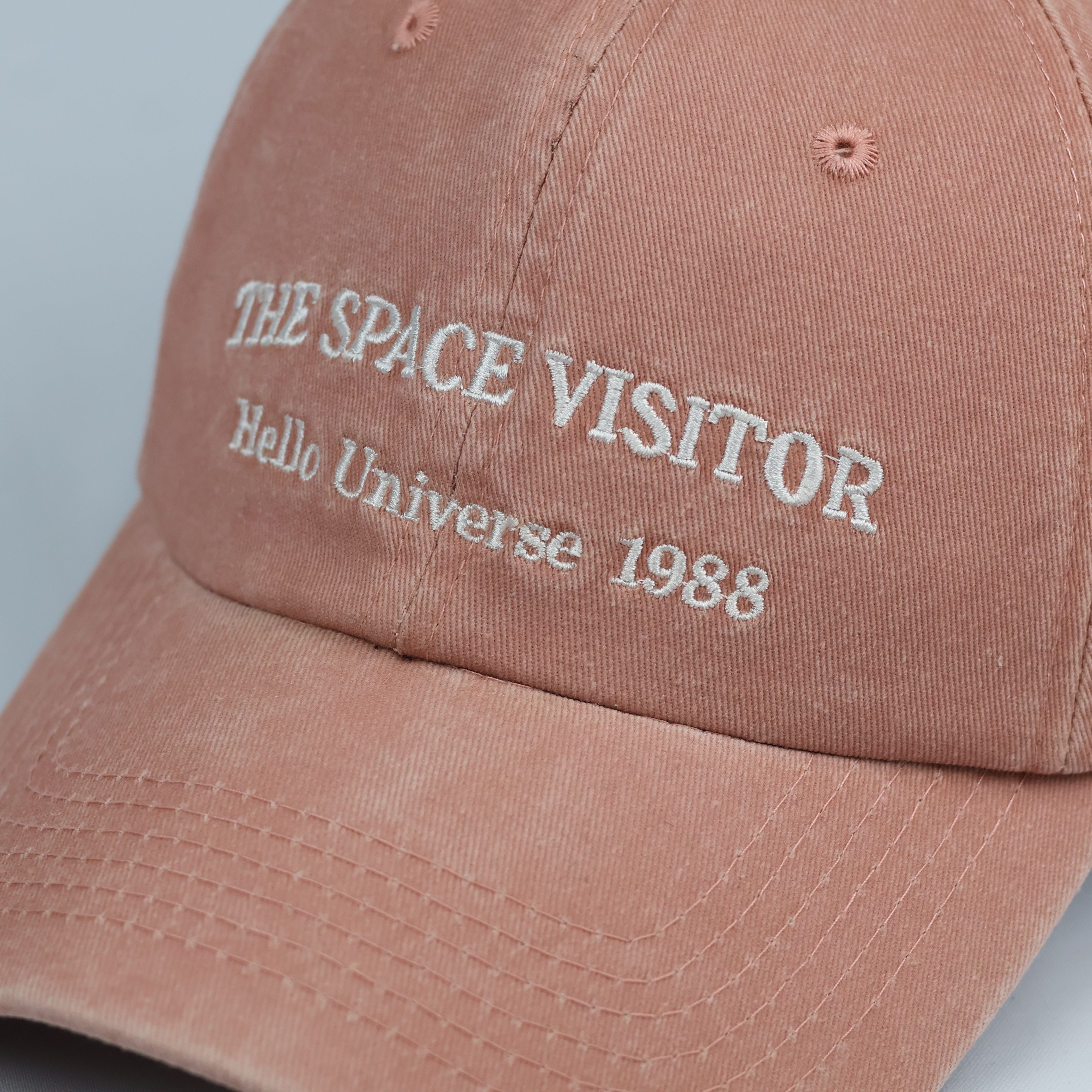 Vintage Peach Pink "The Space Visitor" Baseball THrifted Cap | Retro 1988